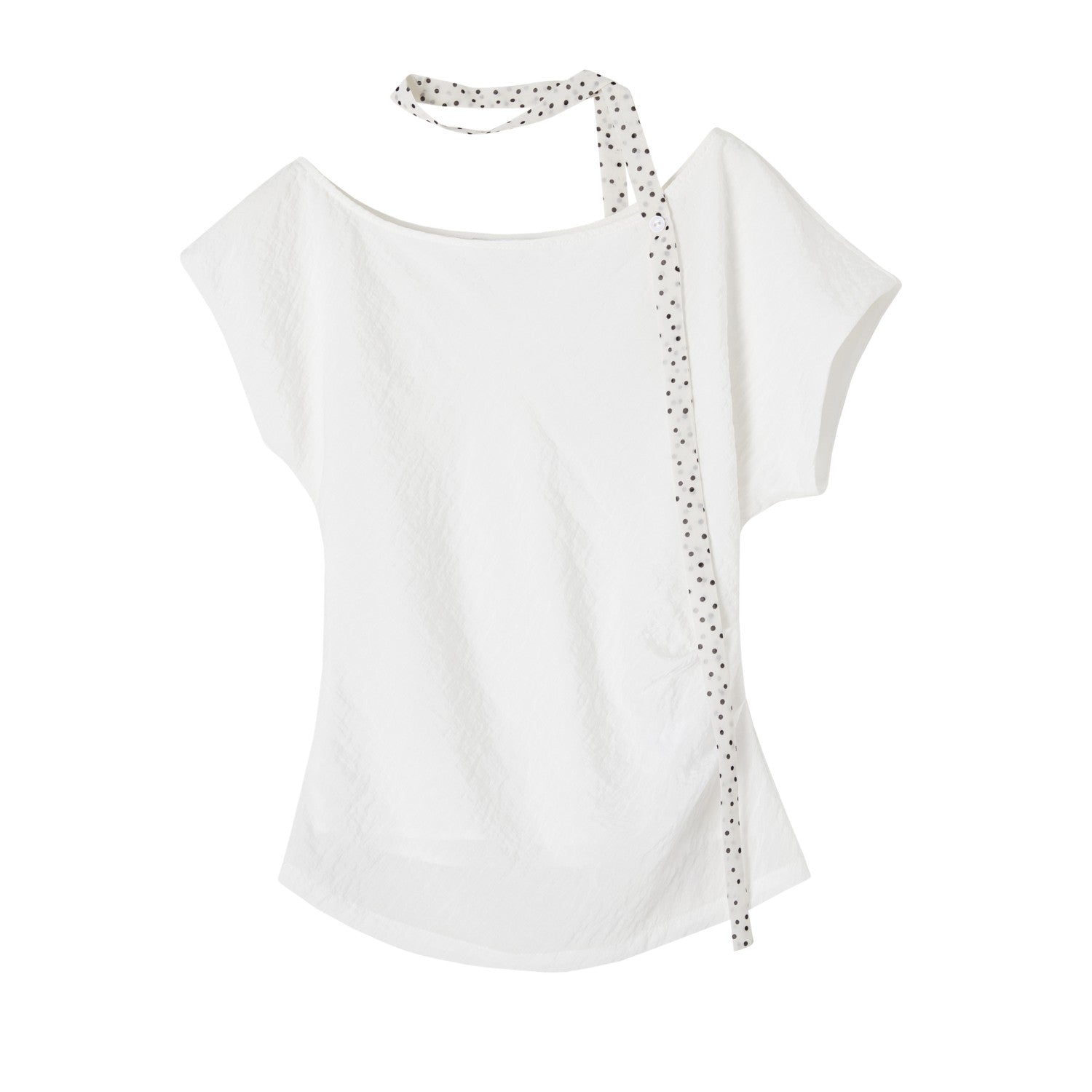 SOMESOWE S2508171&S2508172 One-shoulder polka dot tie top + pants set