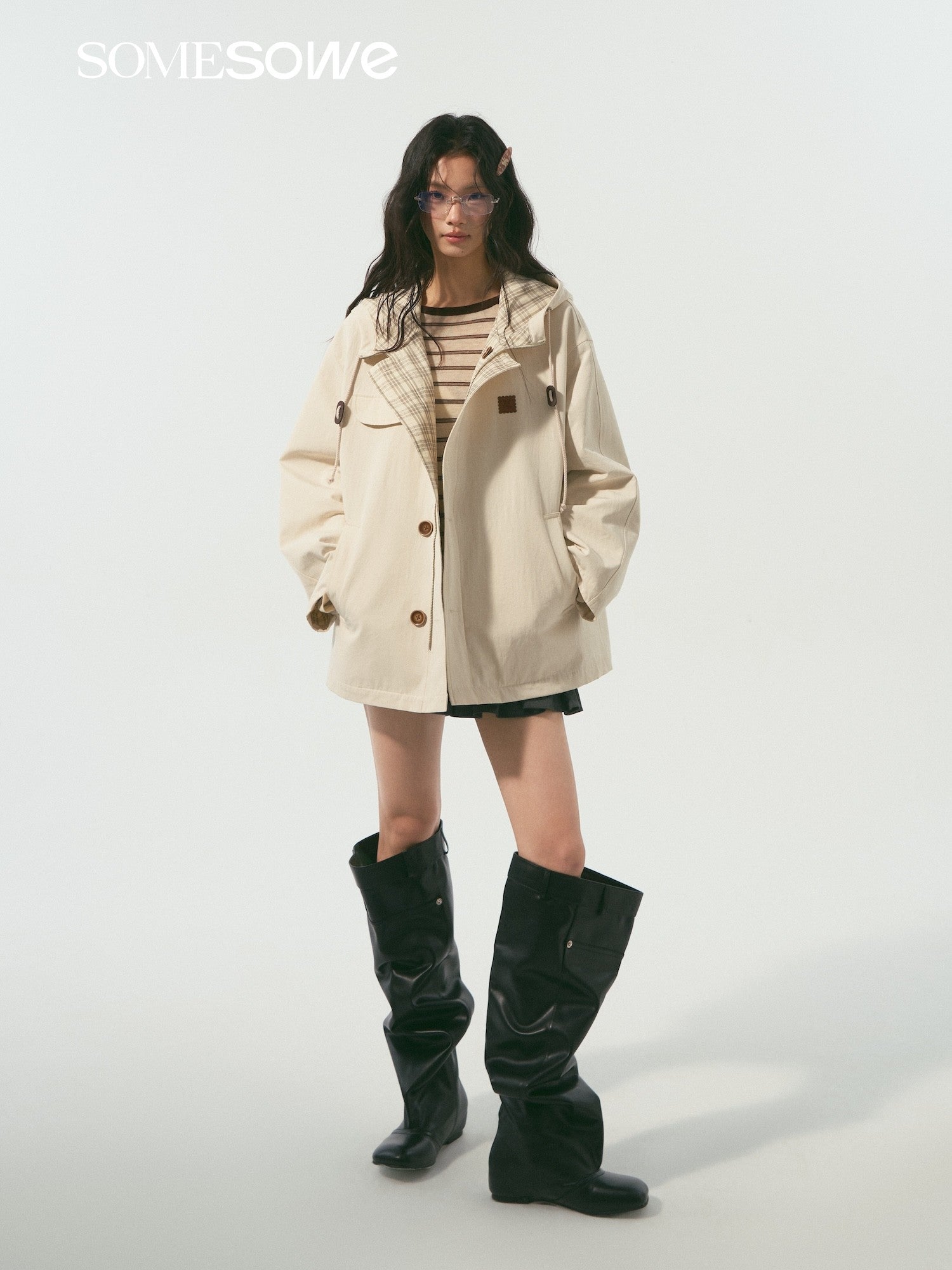 SOMESOWE S2508334 Double sided hooded jacket