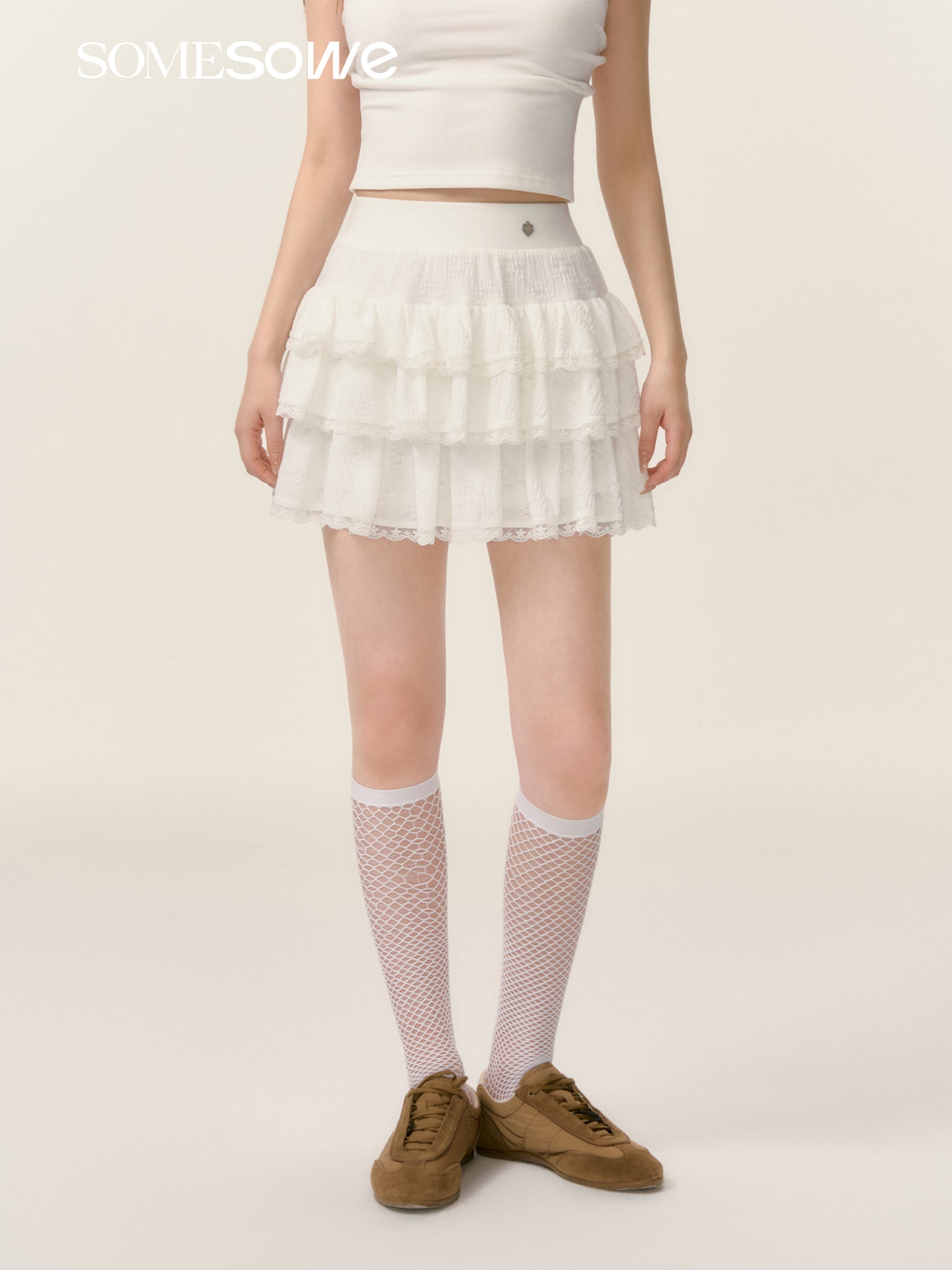 SOMESOWE S2508021 Lace lace fluffy skirt(2color)