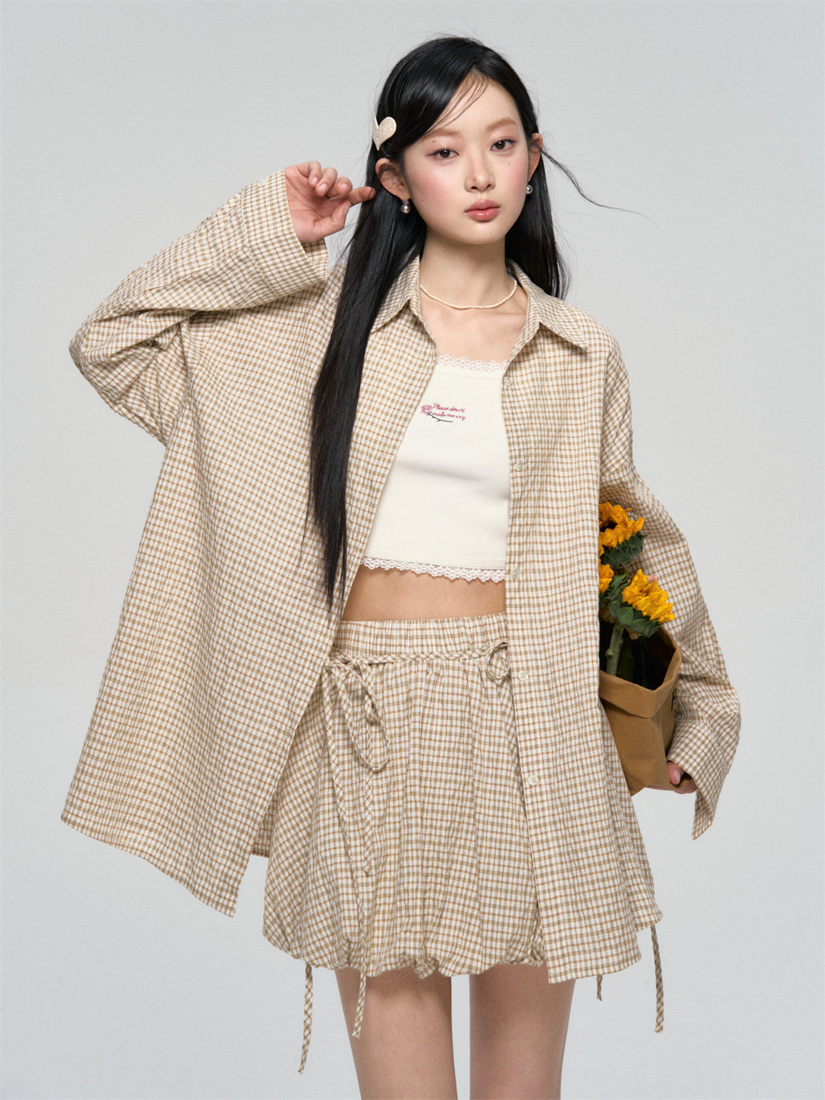 AsGony ASG25089 Lace rose embroidered knitted vest