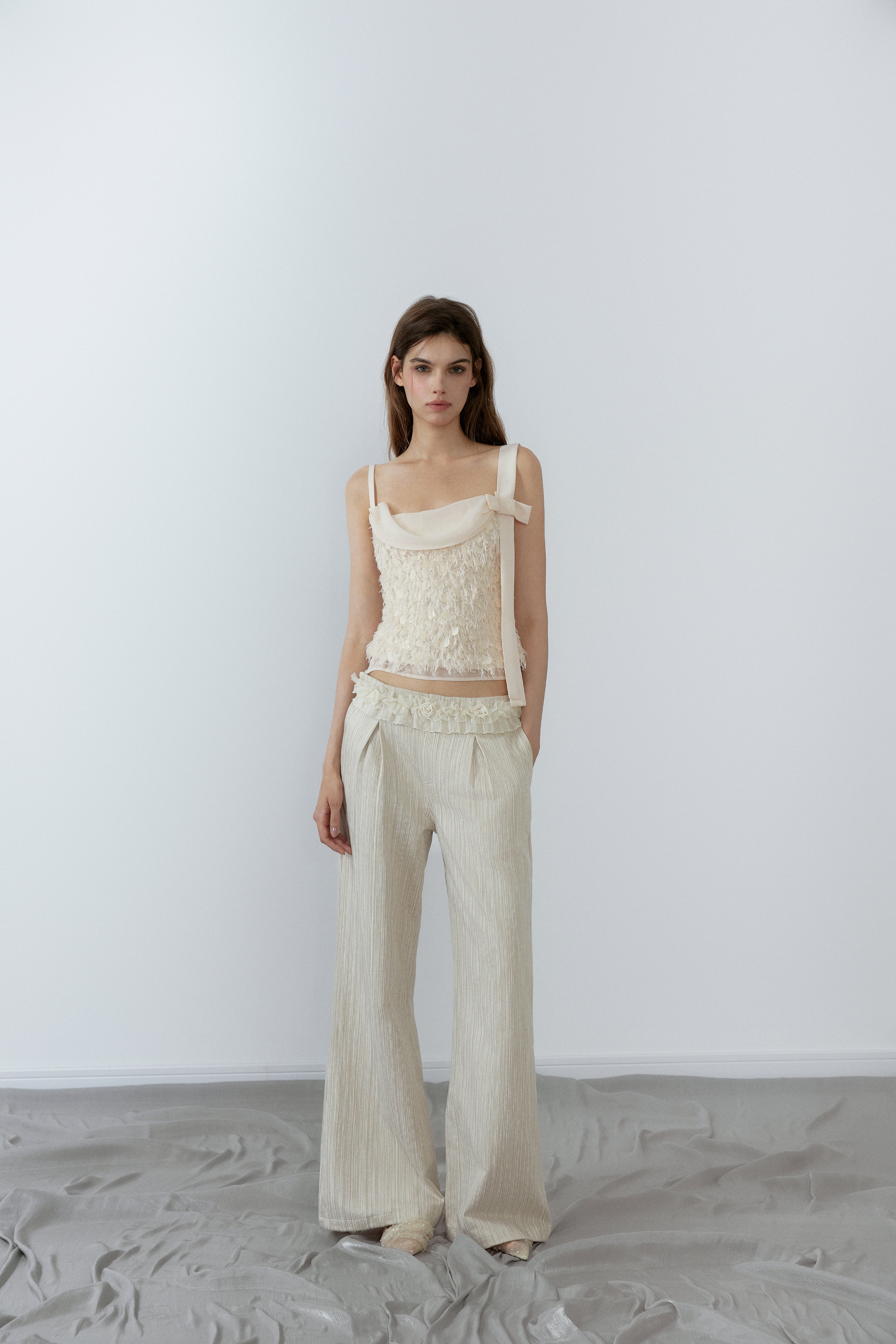 NONCESTNON N202 Bead ribbon camisole top
