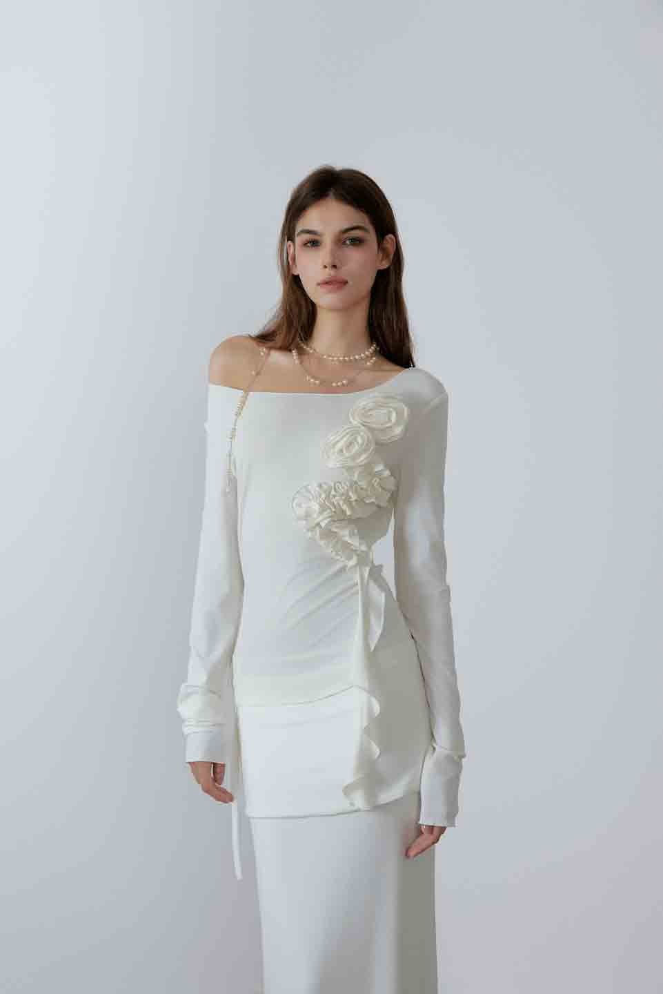 NONCESTNON N218 Flower tassel long sleeved top