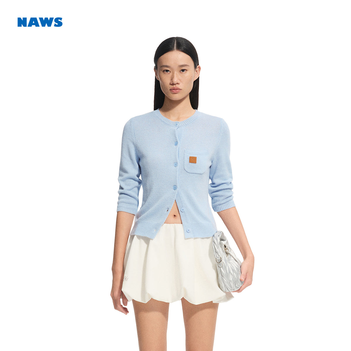 NAWS MY050325 Cloud wrapped mid sleeve knitted cardigan