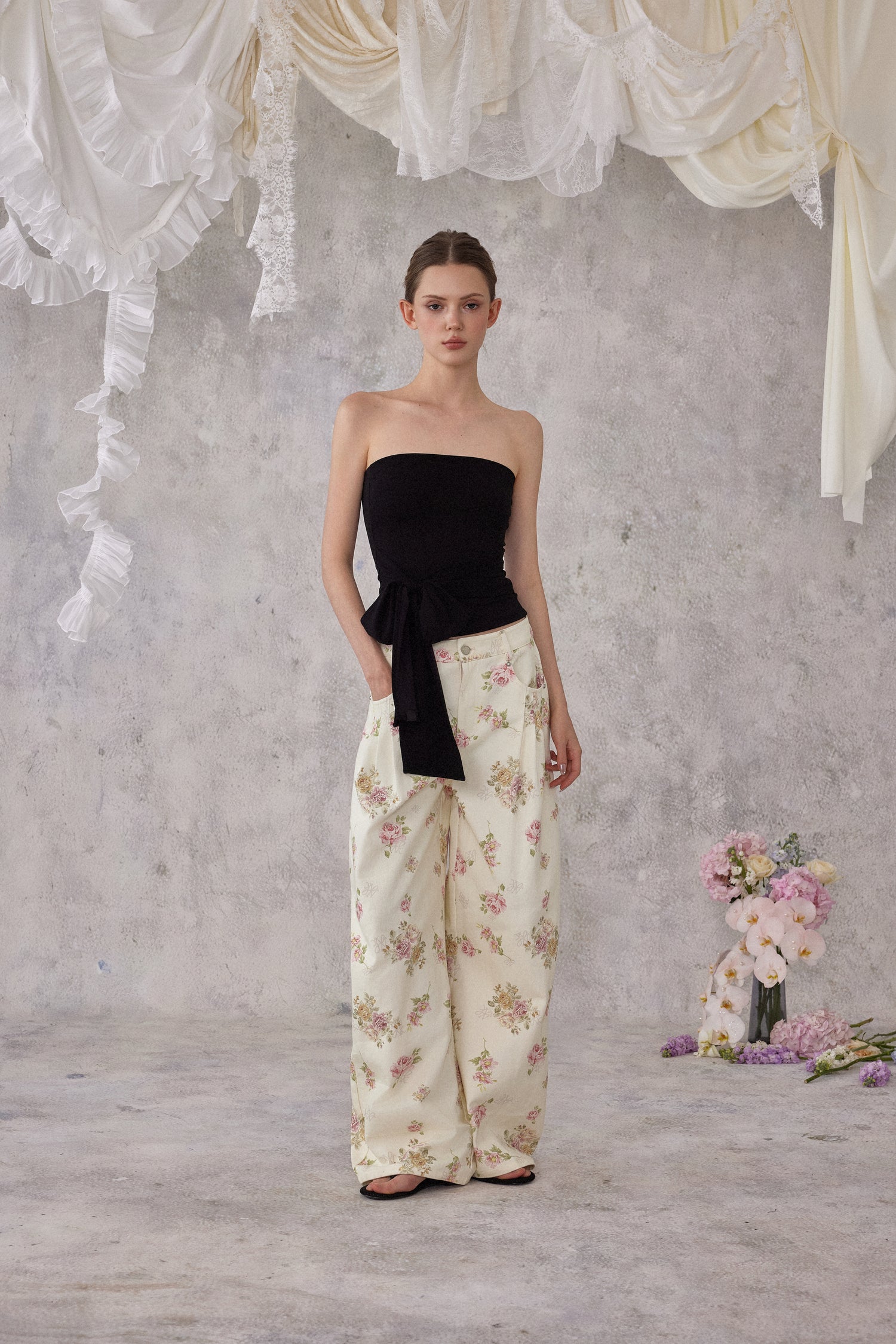 NOMEANSNO N171 Strapless tie up top (2color)