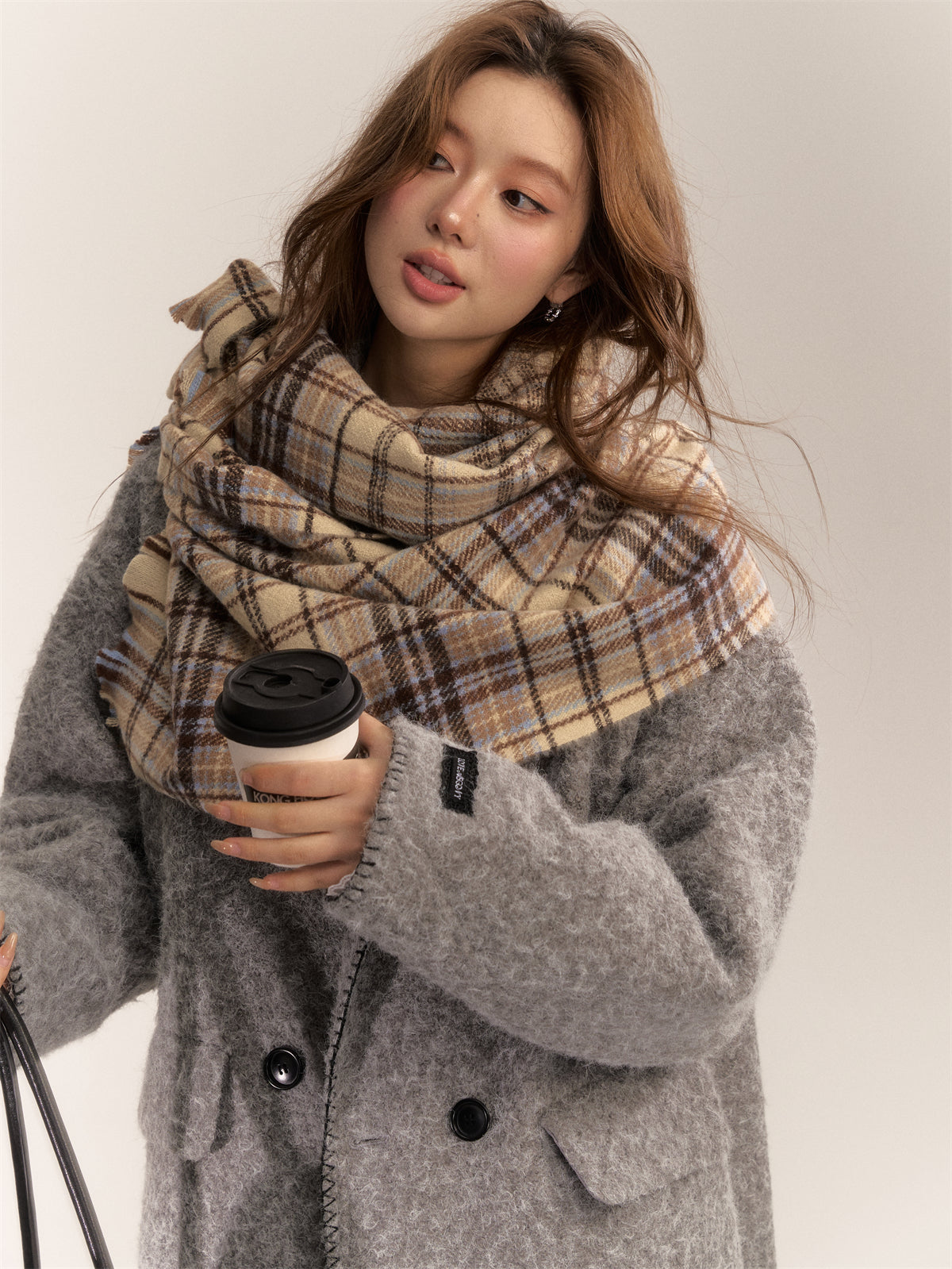 AsGony ASG24652 Soft plaid scarf