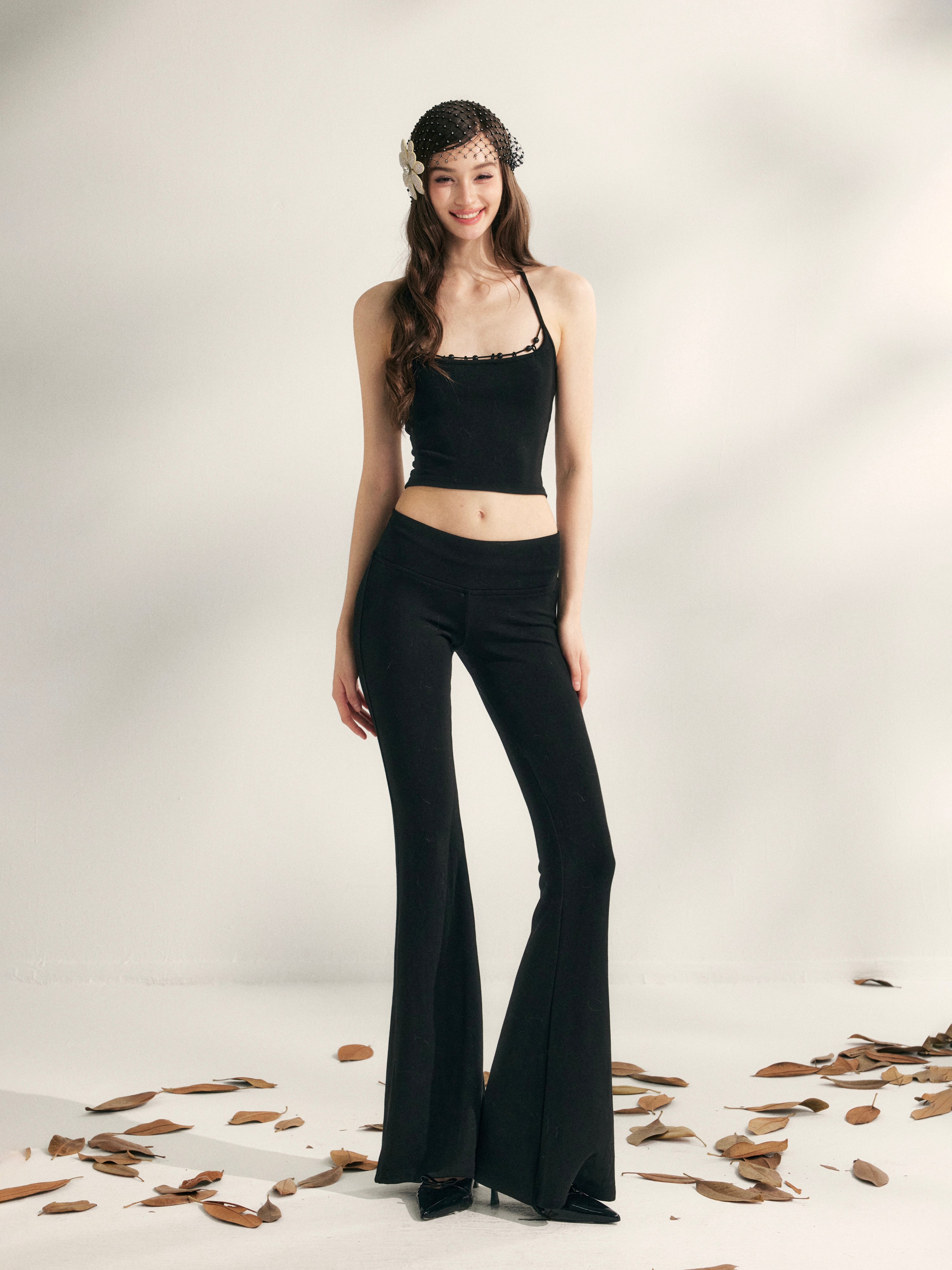 YZZI HE Beaded knit camisole + yoga pants set