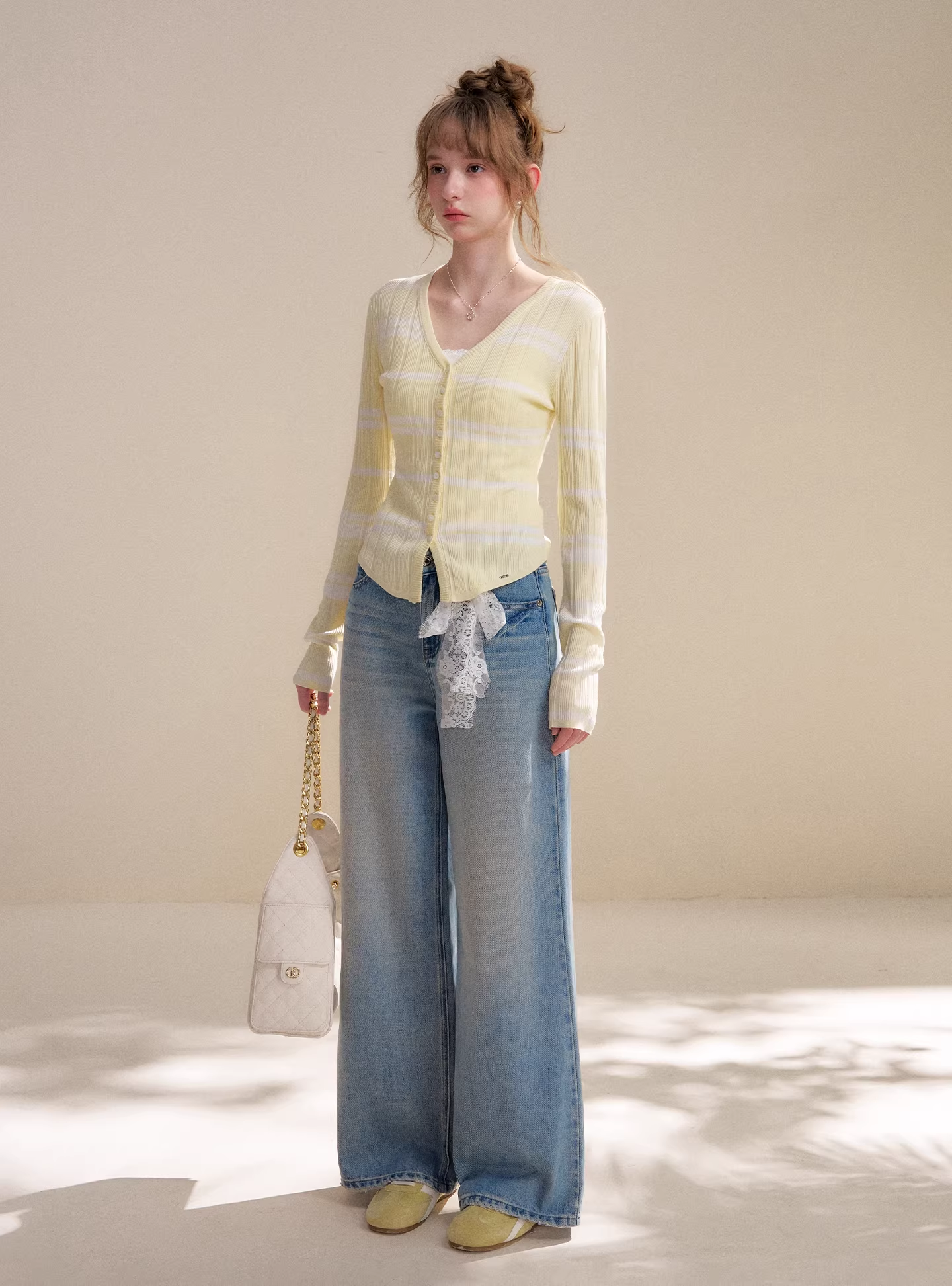 Kroche KP8076 Hollow lace patchwork top