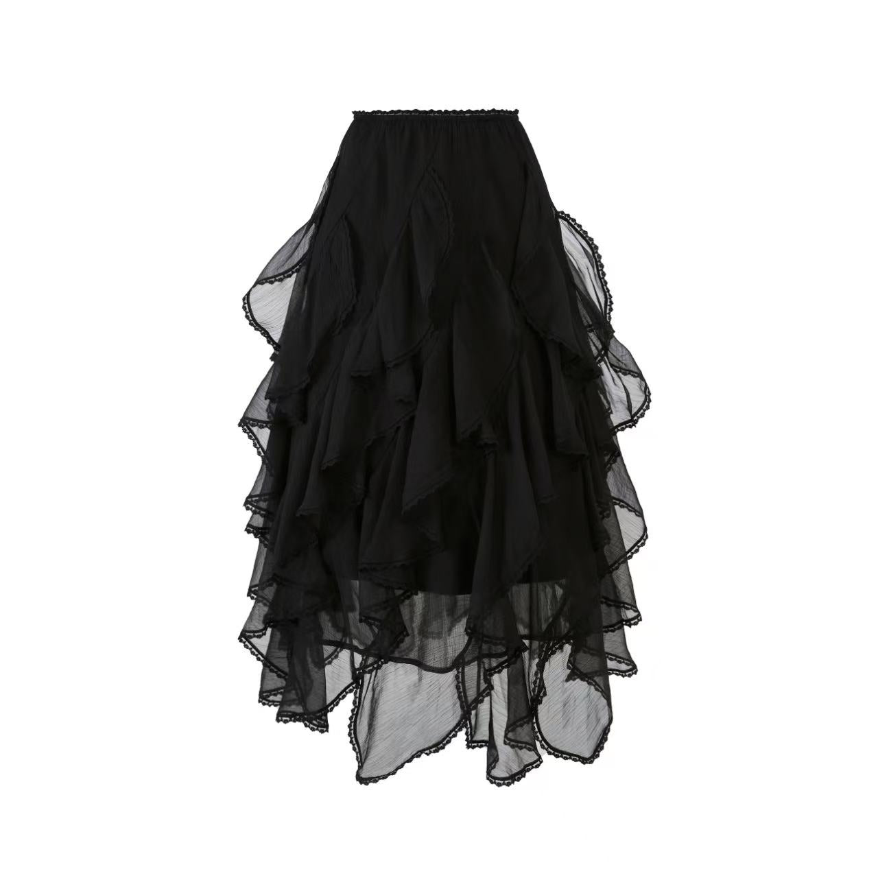 Lafreedom LAF350306 Irregular lace patchwork skirt (2color)