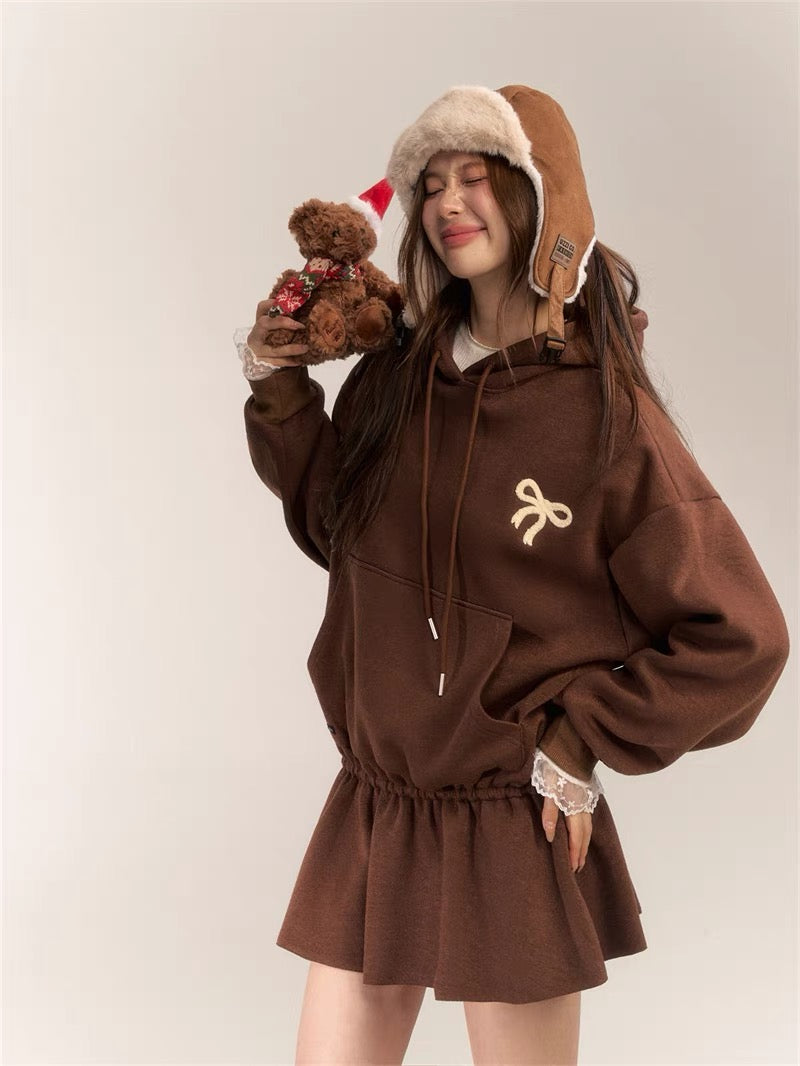 AsGony ASG24630 Hoodie Dress(2color)