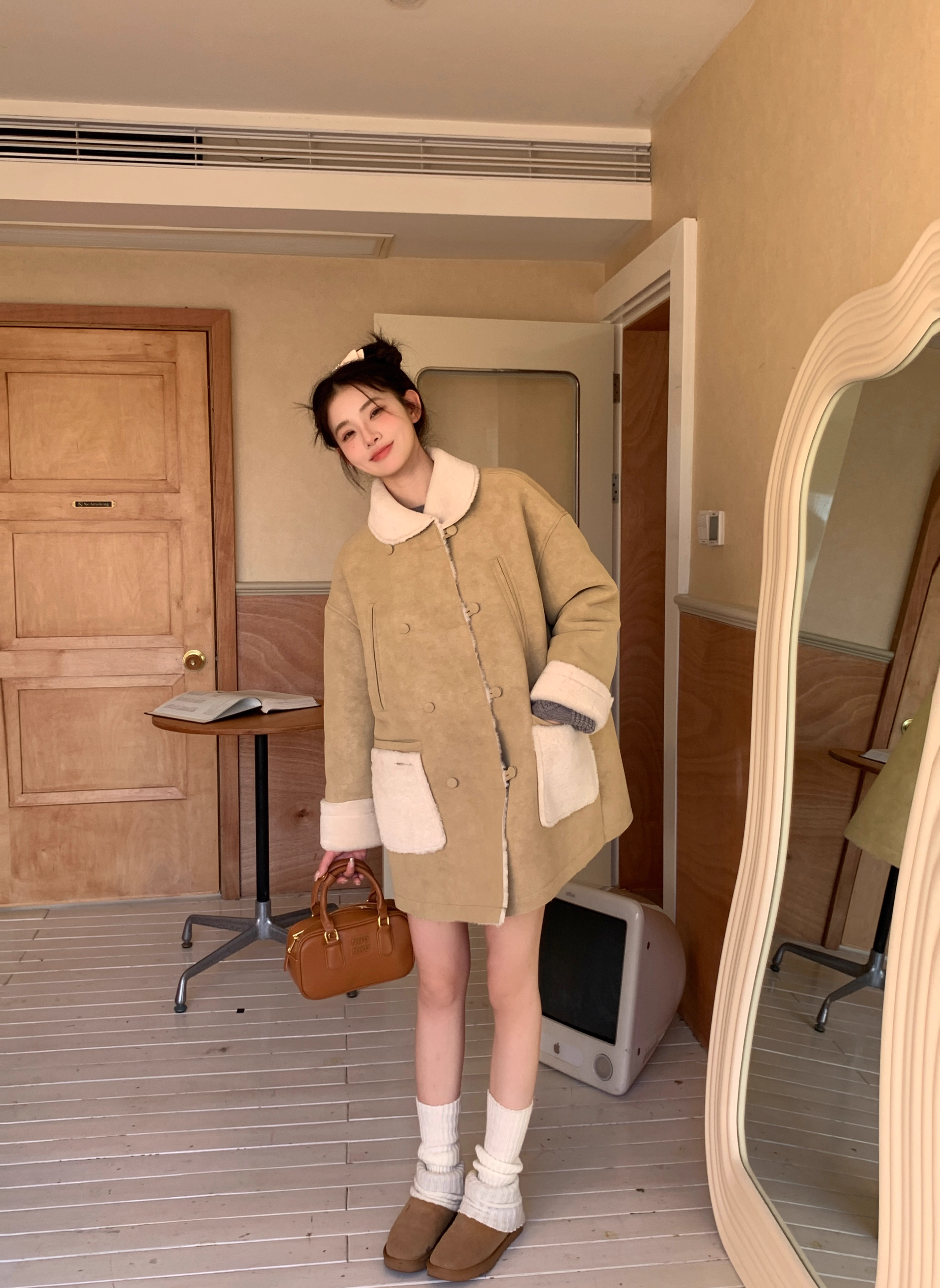 Momonana Light Brown Loose Lapel Coat
