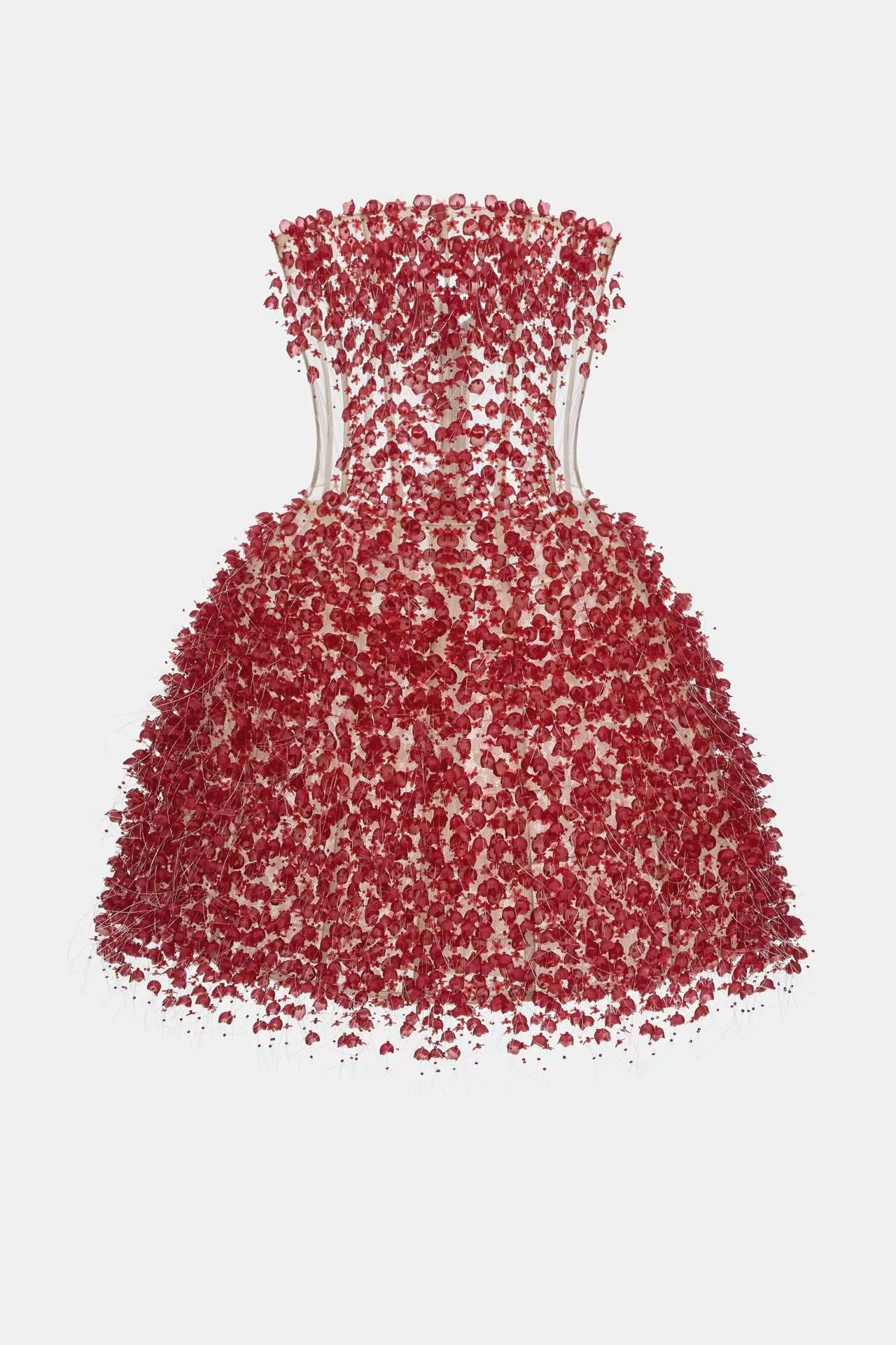 Montsand Flowers Mini Dress-Red