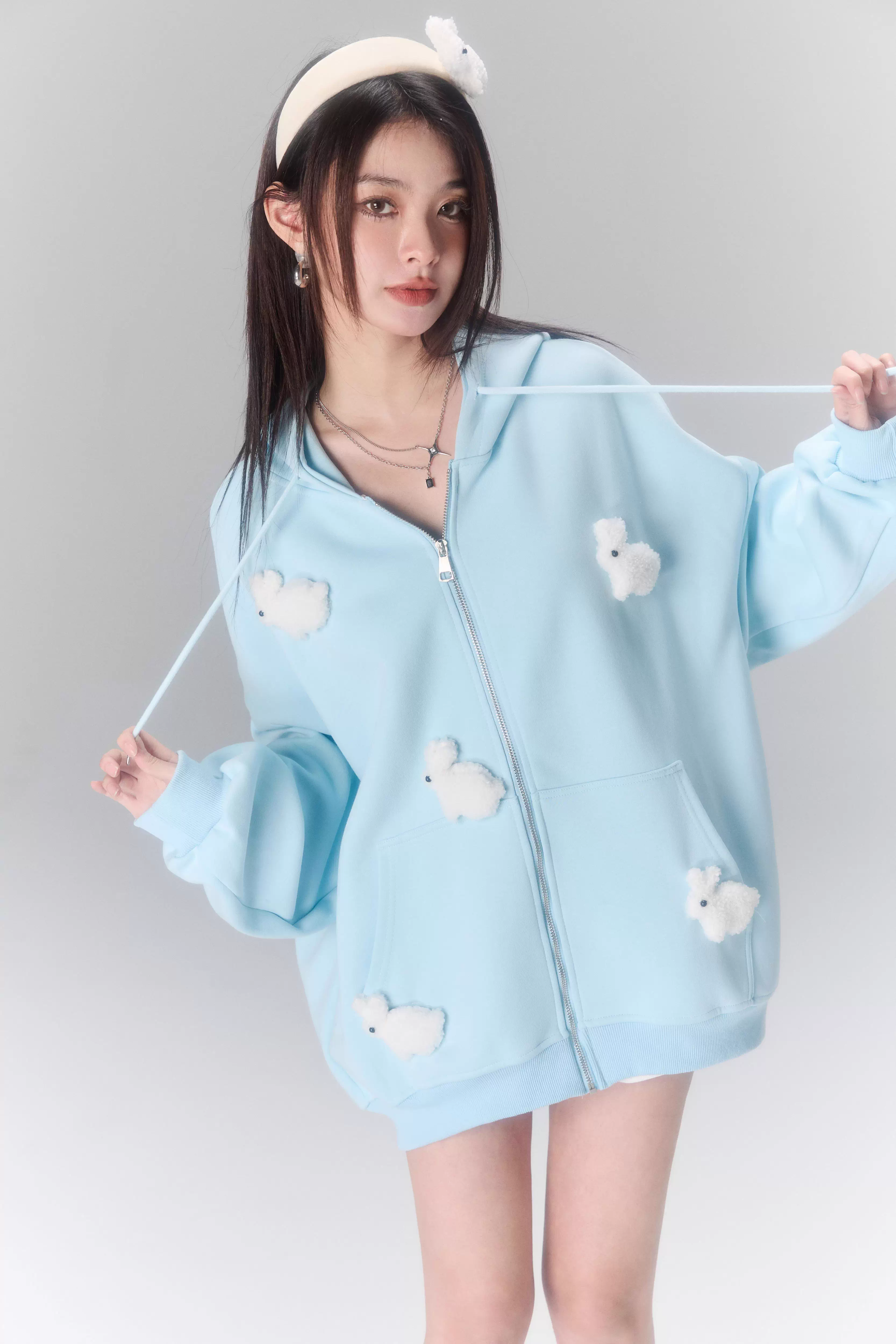 Cloud Season Mini Rabbit Hoodies Coat(2colro)