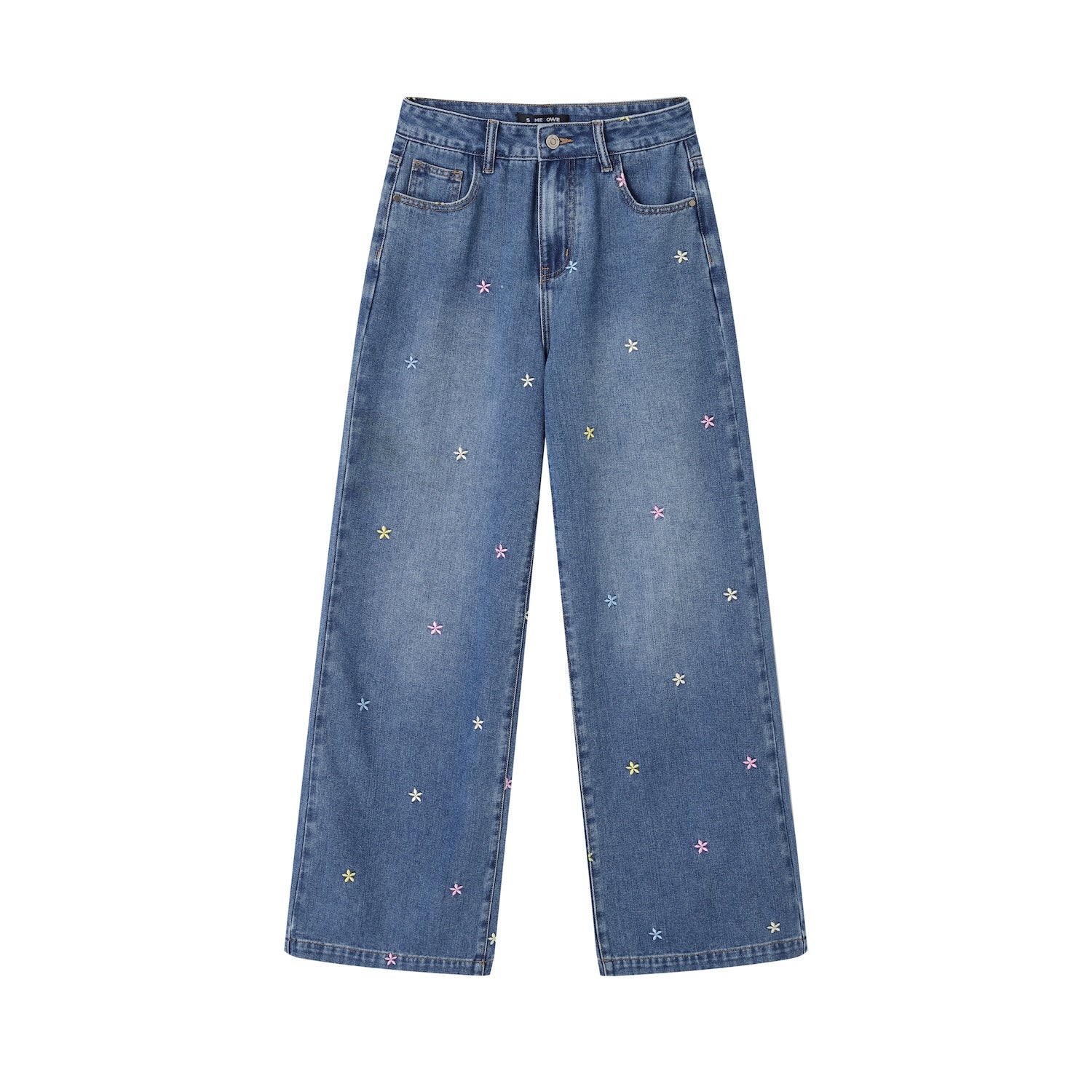 SOMESOWE S2508075 Embroidered flower straight leg jeans