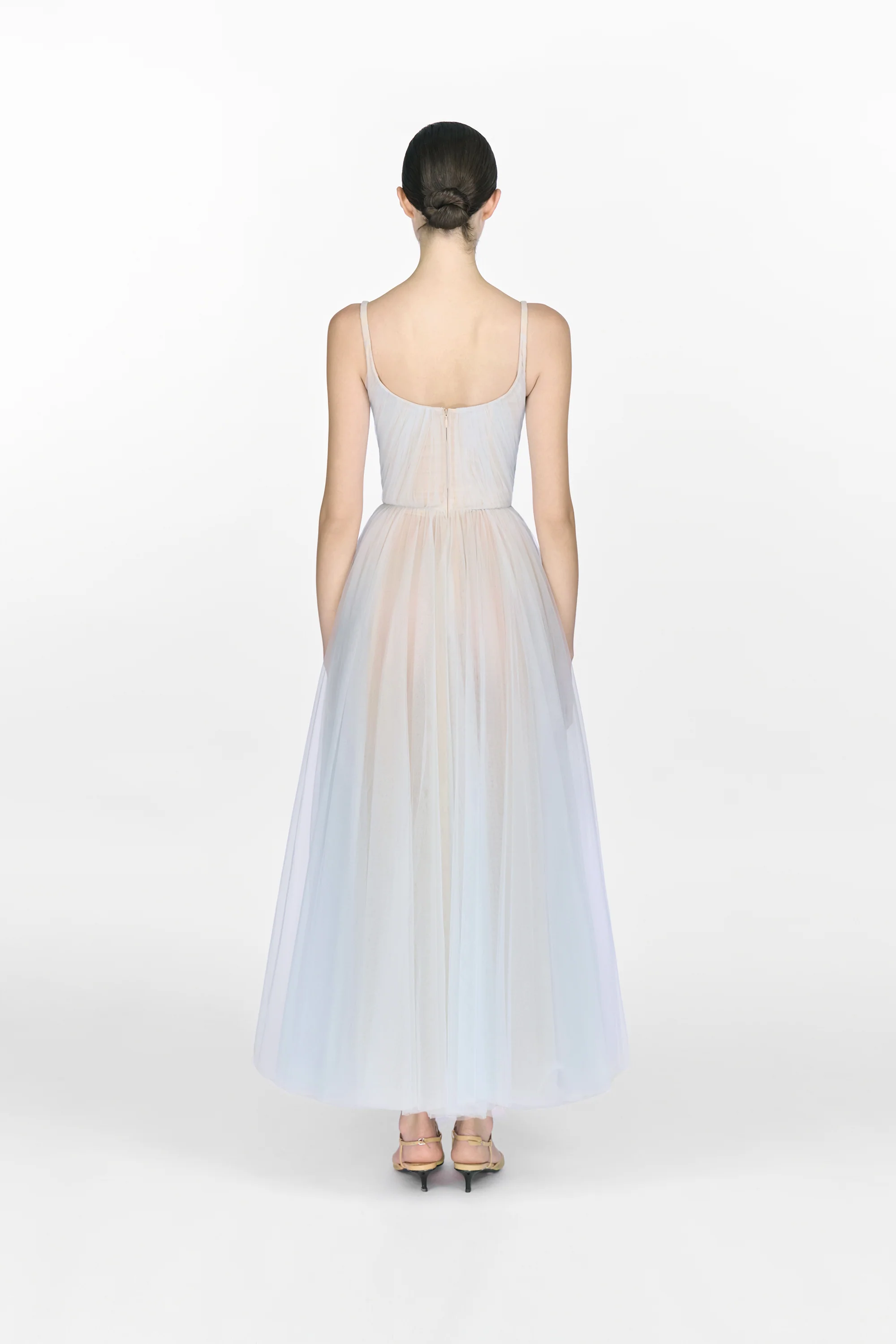 Montsand Blue Draped Tulle Dress