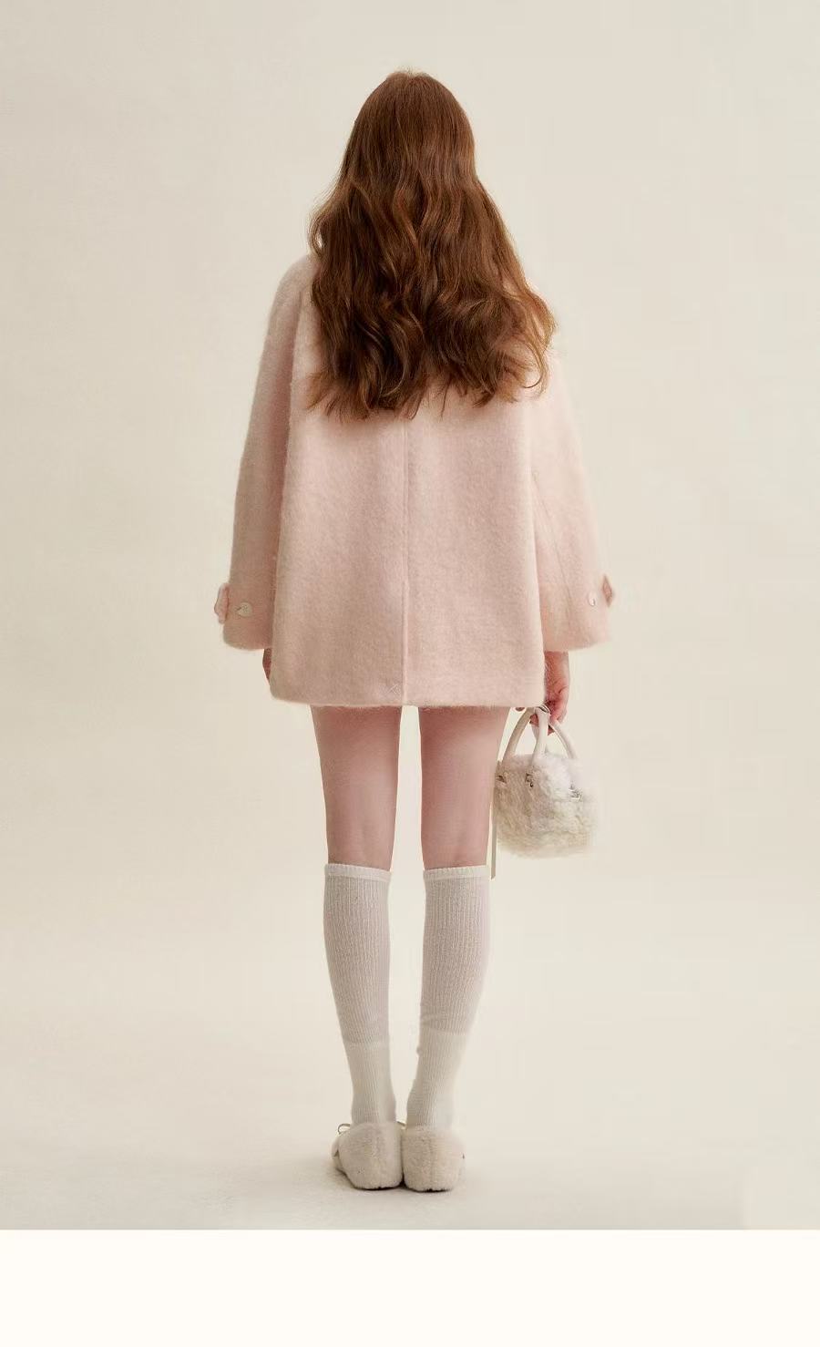 Kroche Peach pink loose warm jacket