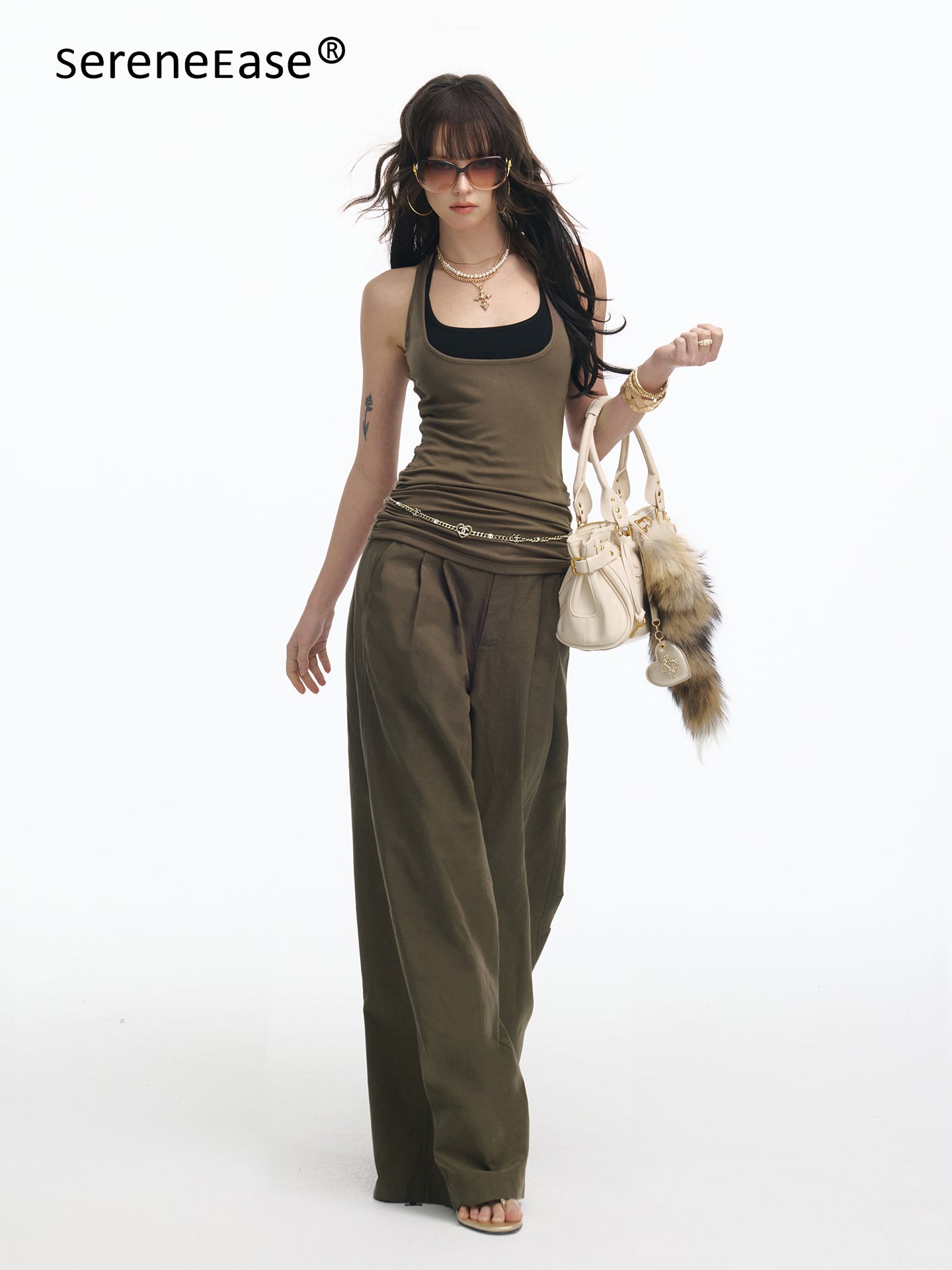 Serene Ease U collar fake two-piece spliced vest