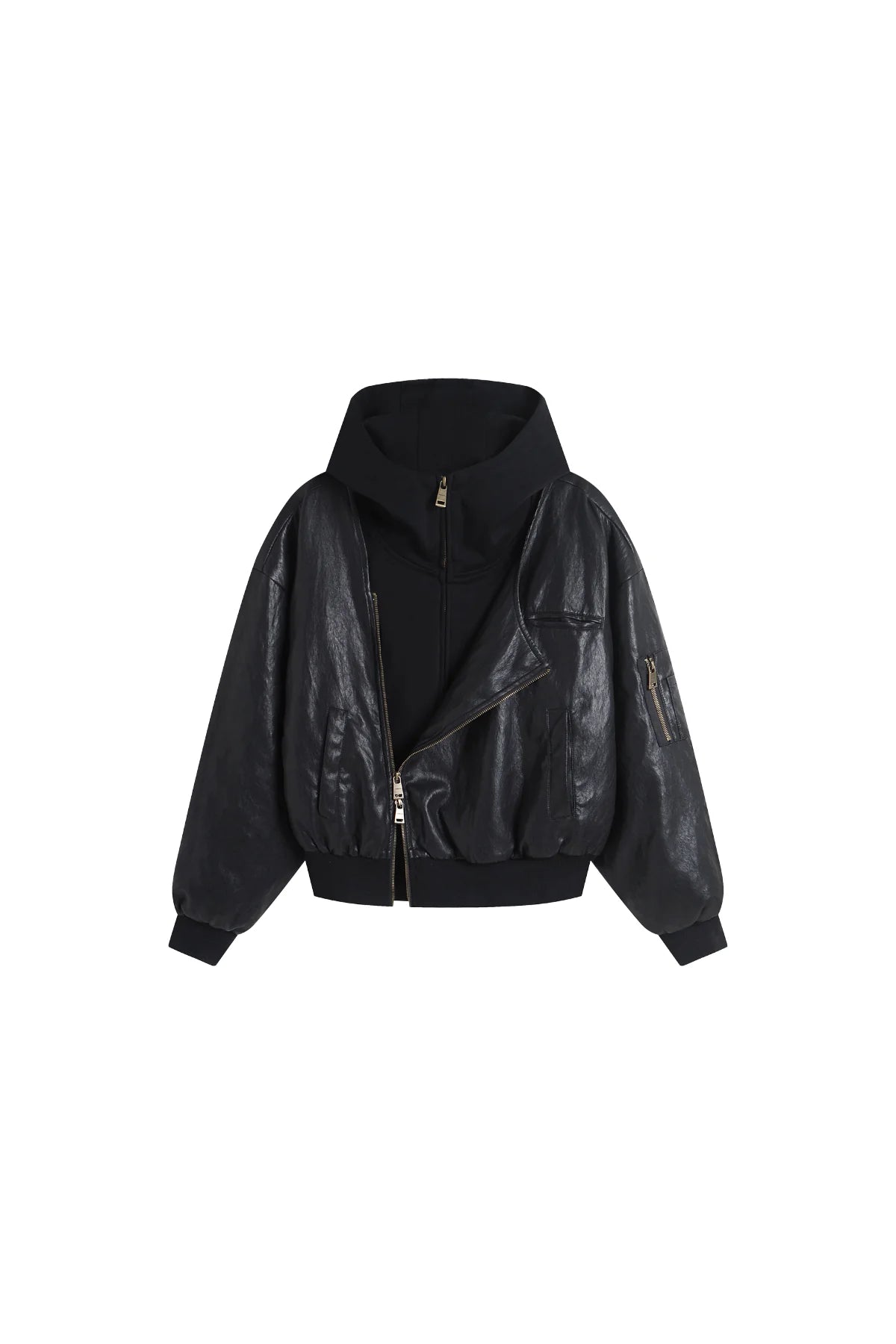 YJ1NGZYZJ OVERSIZED LEATHER BOMBER JACKET