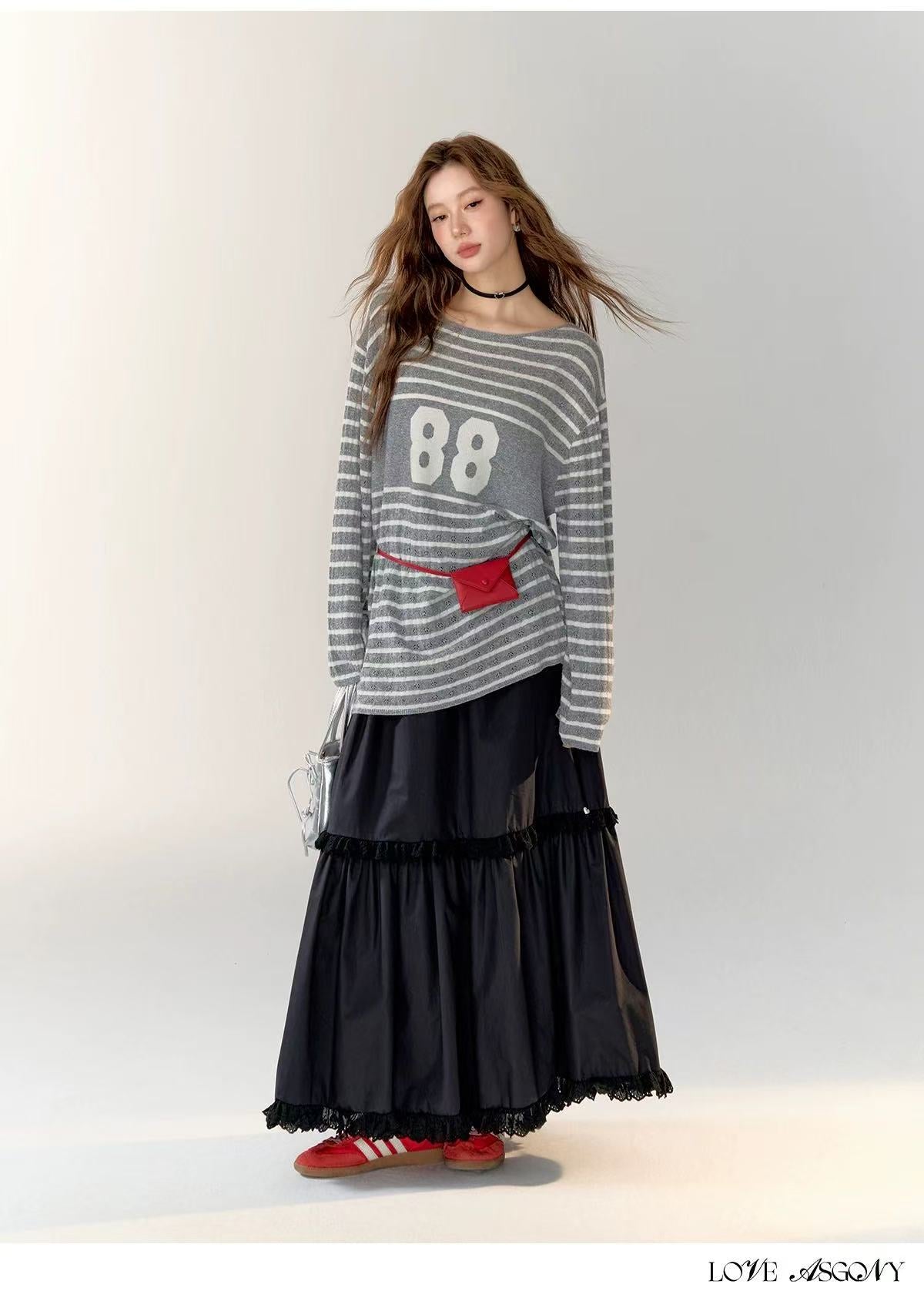 AsGony ASG24724 Striped knitted top