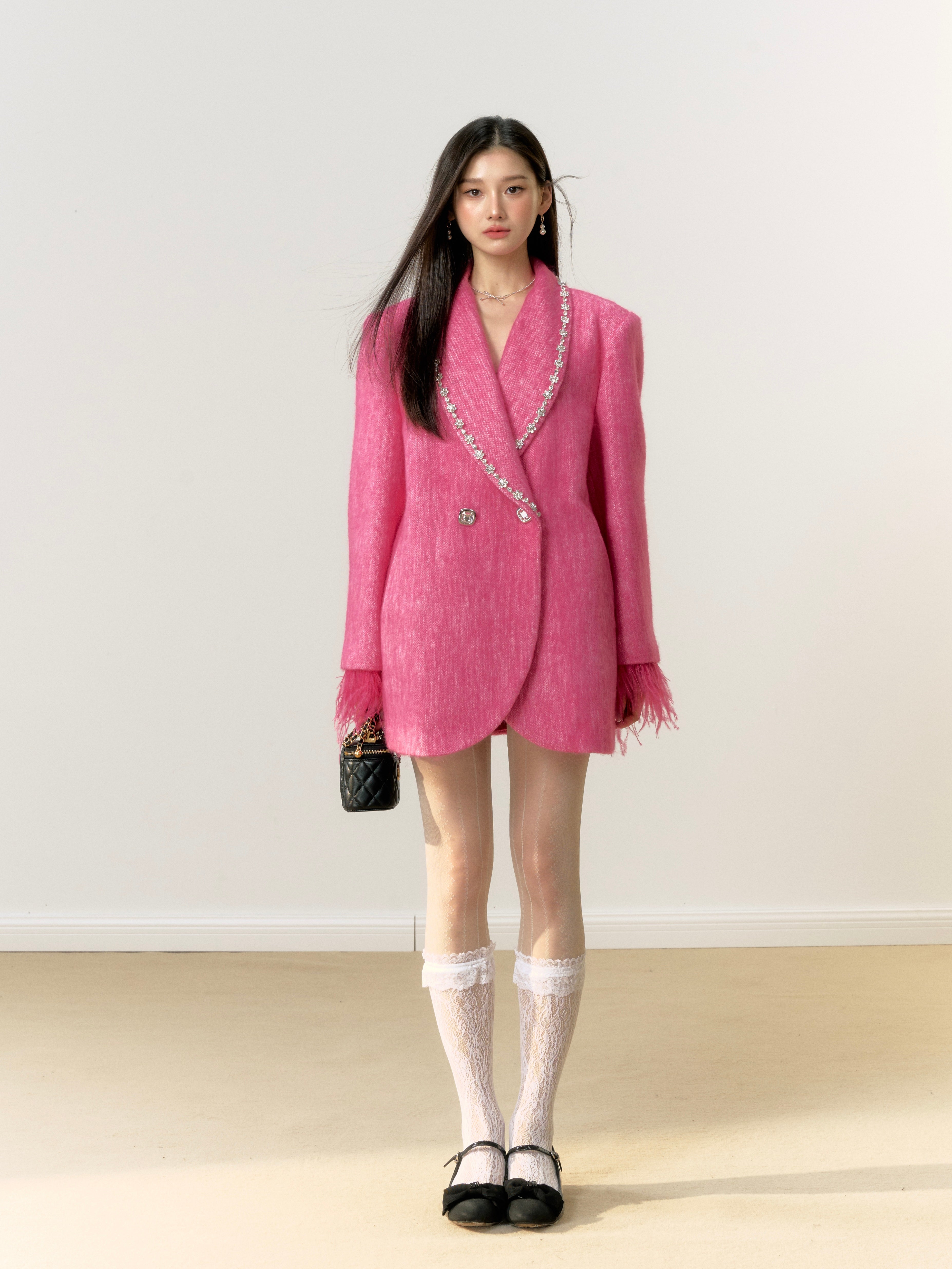 Lafreedom Feather Collar Oversize Coat(2color)