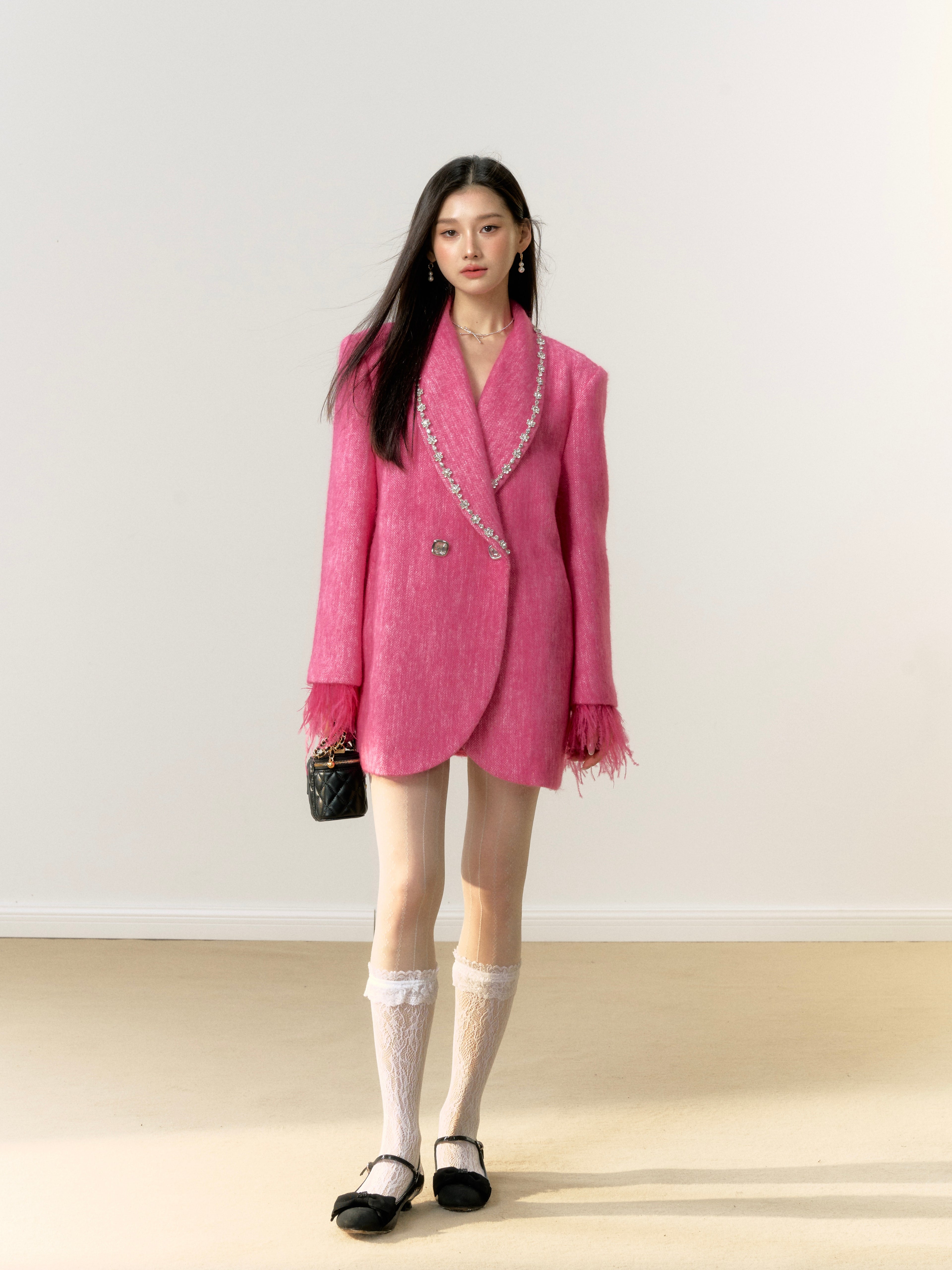 Lafreedom Feather Collar Oversize Coat(2color)
