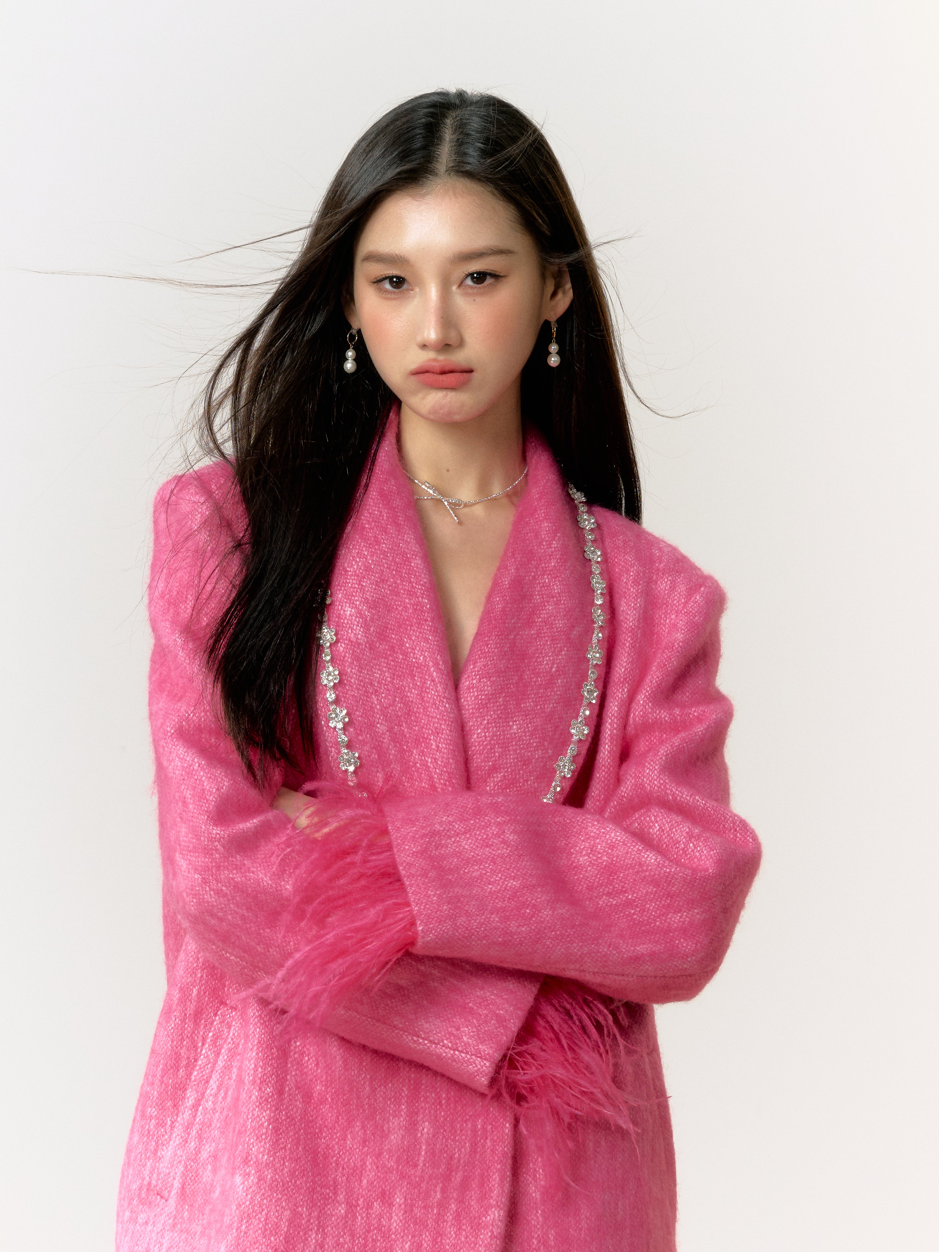 Lafreedom Feather Collar Oversize Coat(2color)