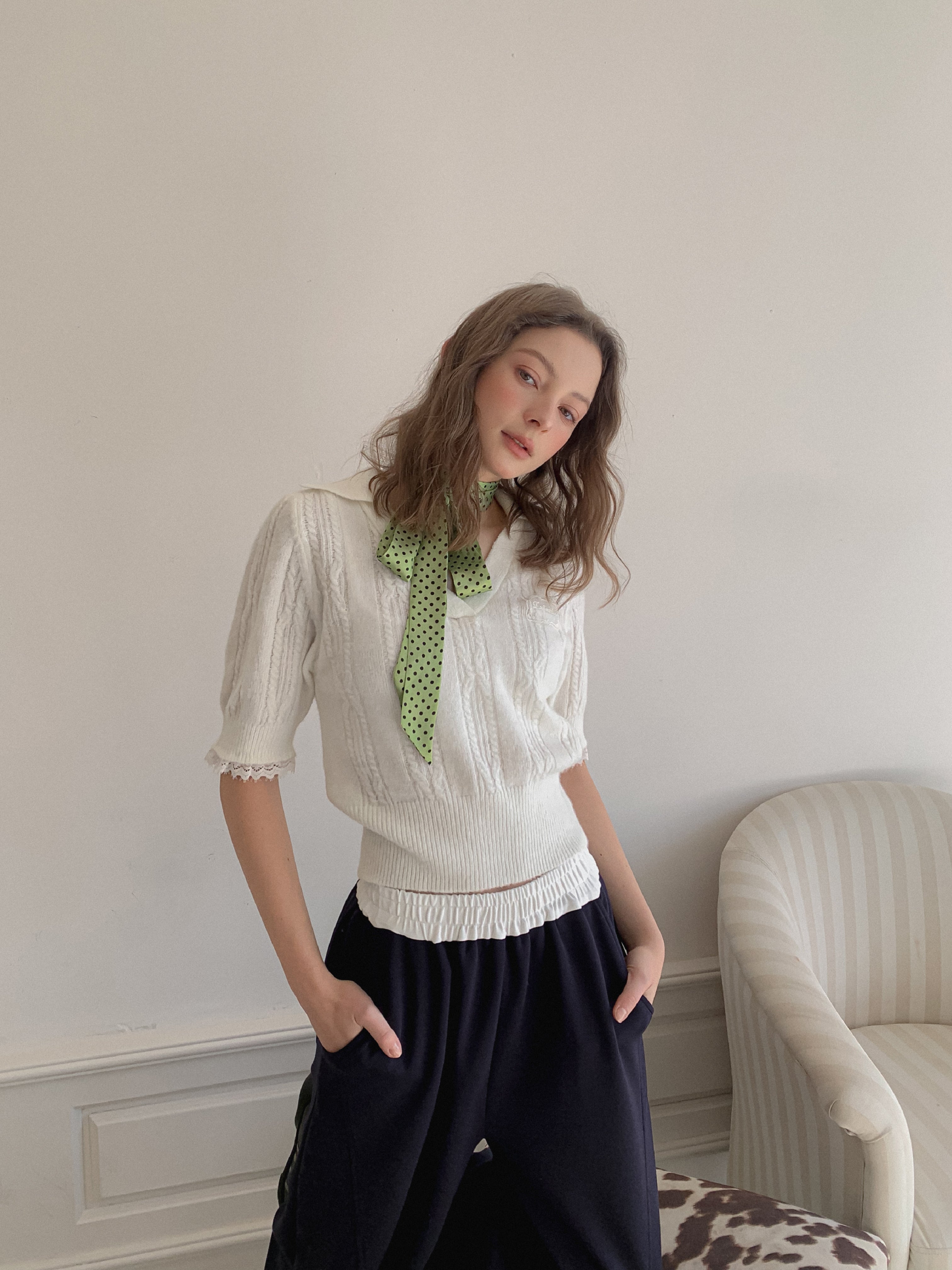 Lafreedom LAF350124 Polo collar knitted top