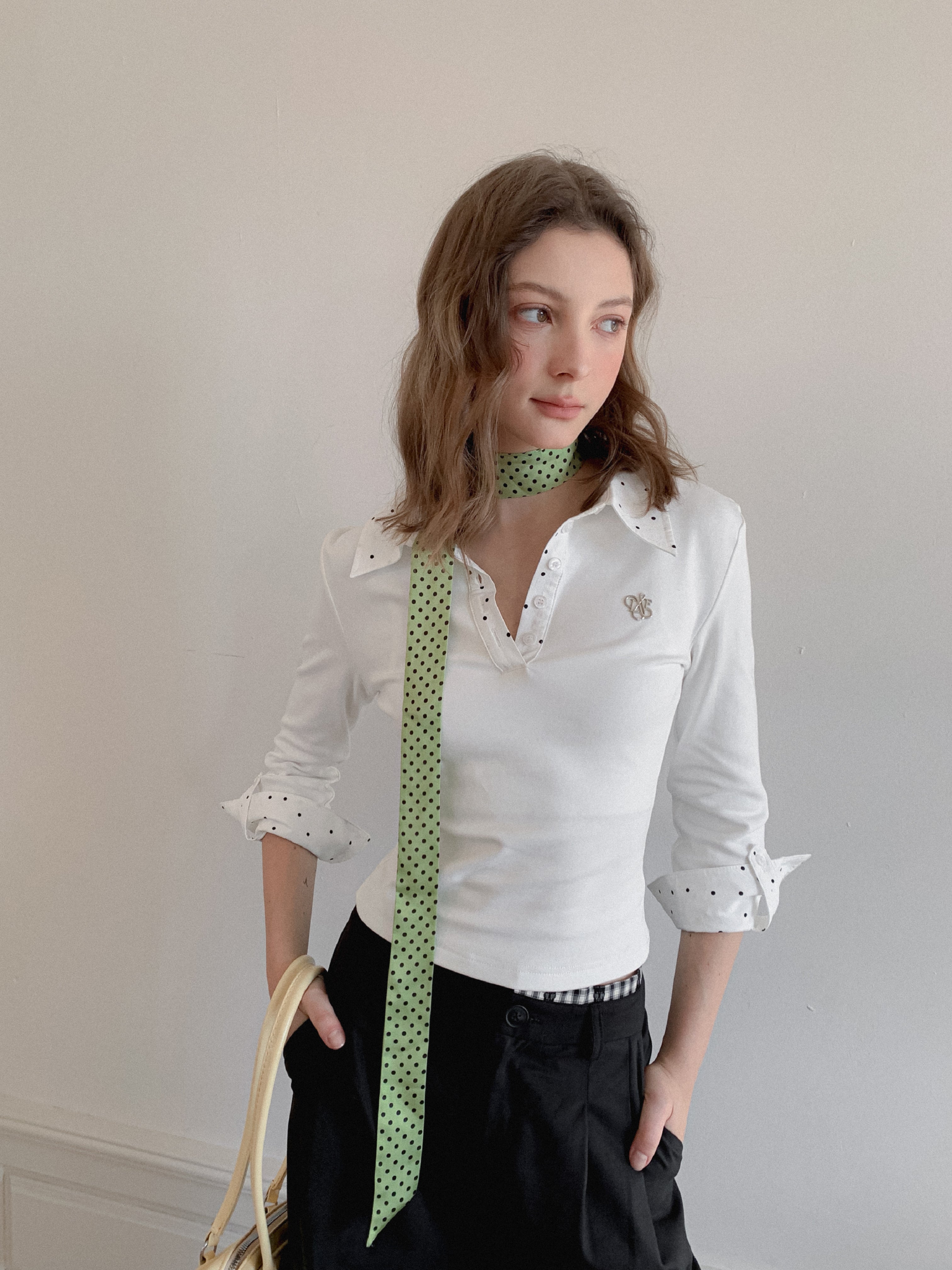 Lafreedom LAF350113 Polo collar knitted top (2color)