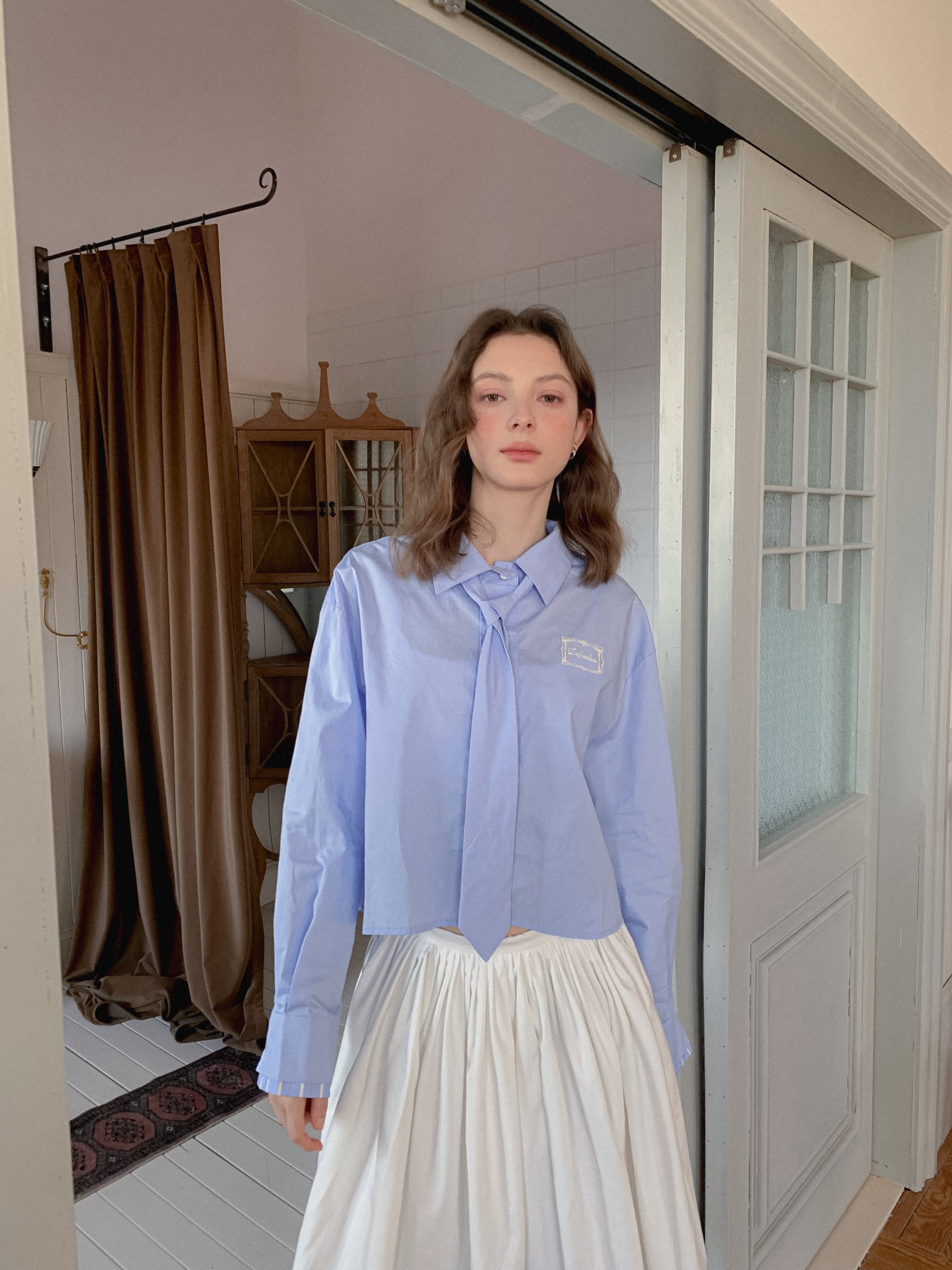 Lafreedom LAF350123 Preppy style light blue shirt