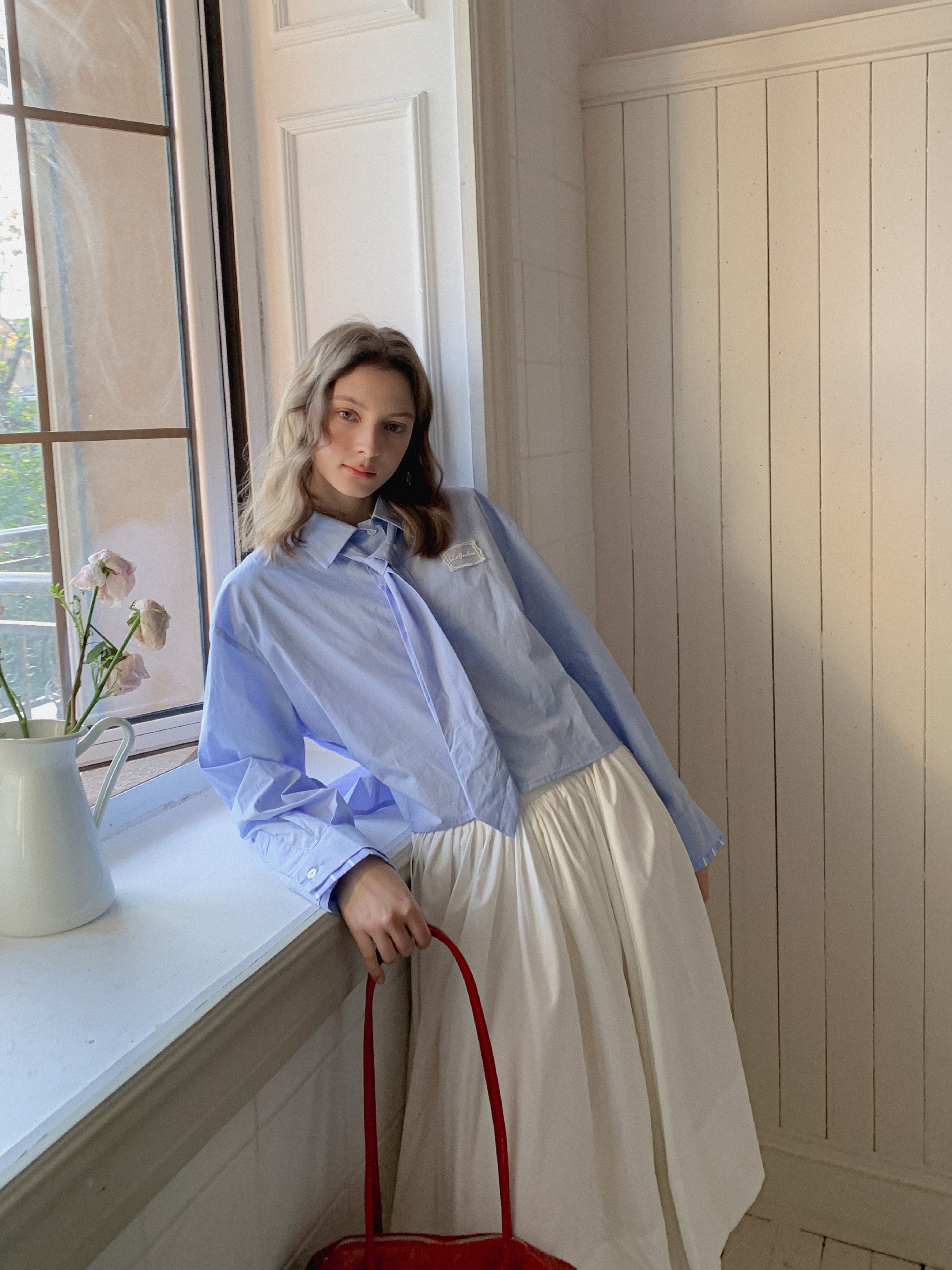 Lafreedom LAF350123 Preppy style light blue shirt
