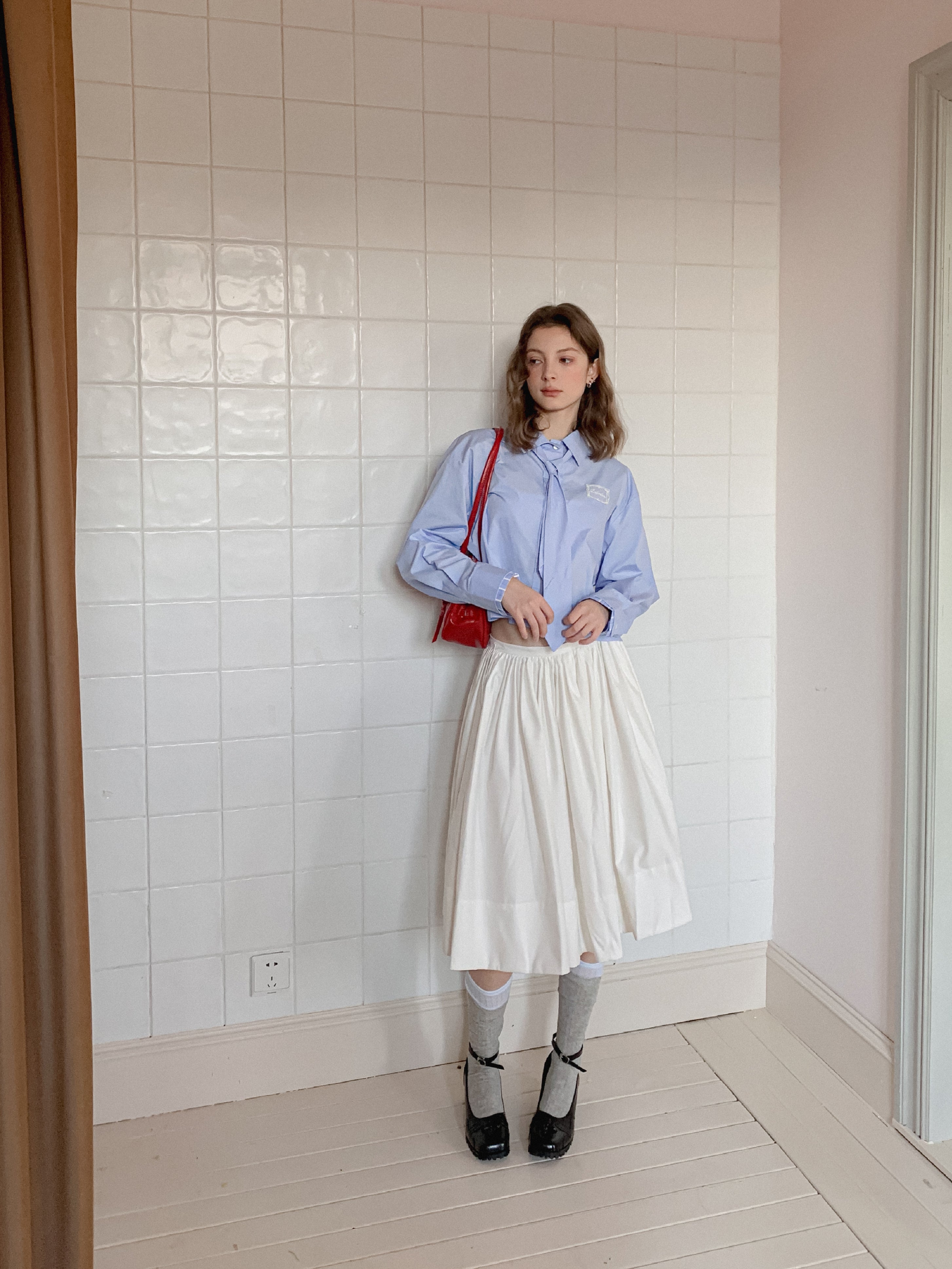 Lafreedom LAF350123 Preppy style light blue shirt