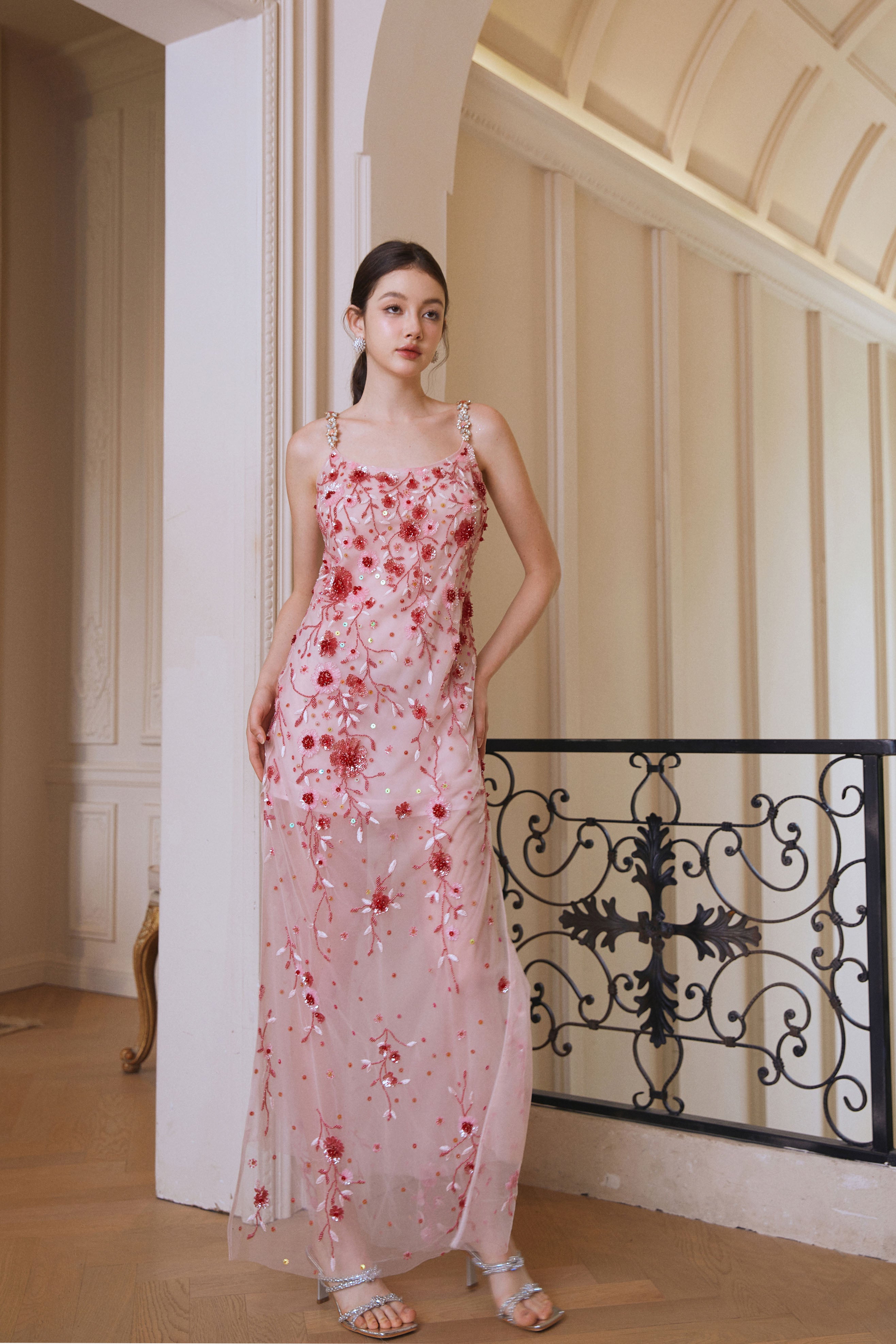Wardrobes by chen Semi-Sheer Rhinestone Dress