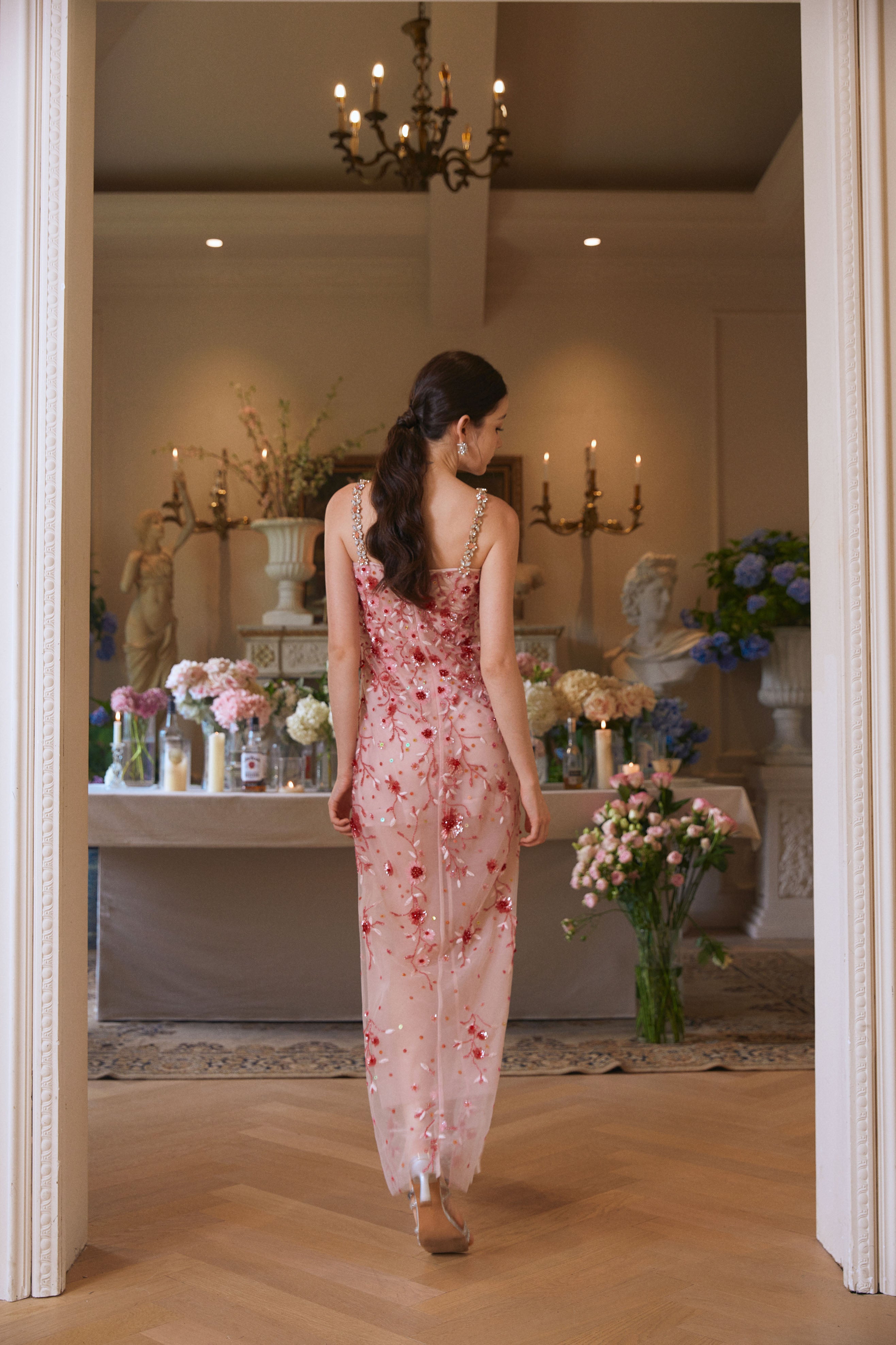 Wardrobes by chen Semi-Sheer Rhinestone Dress