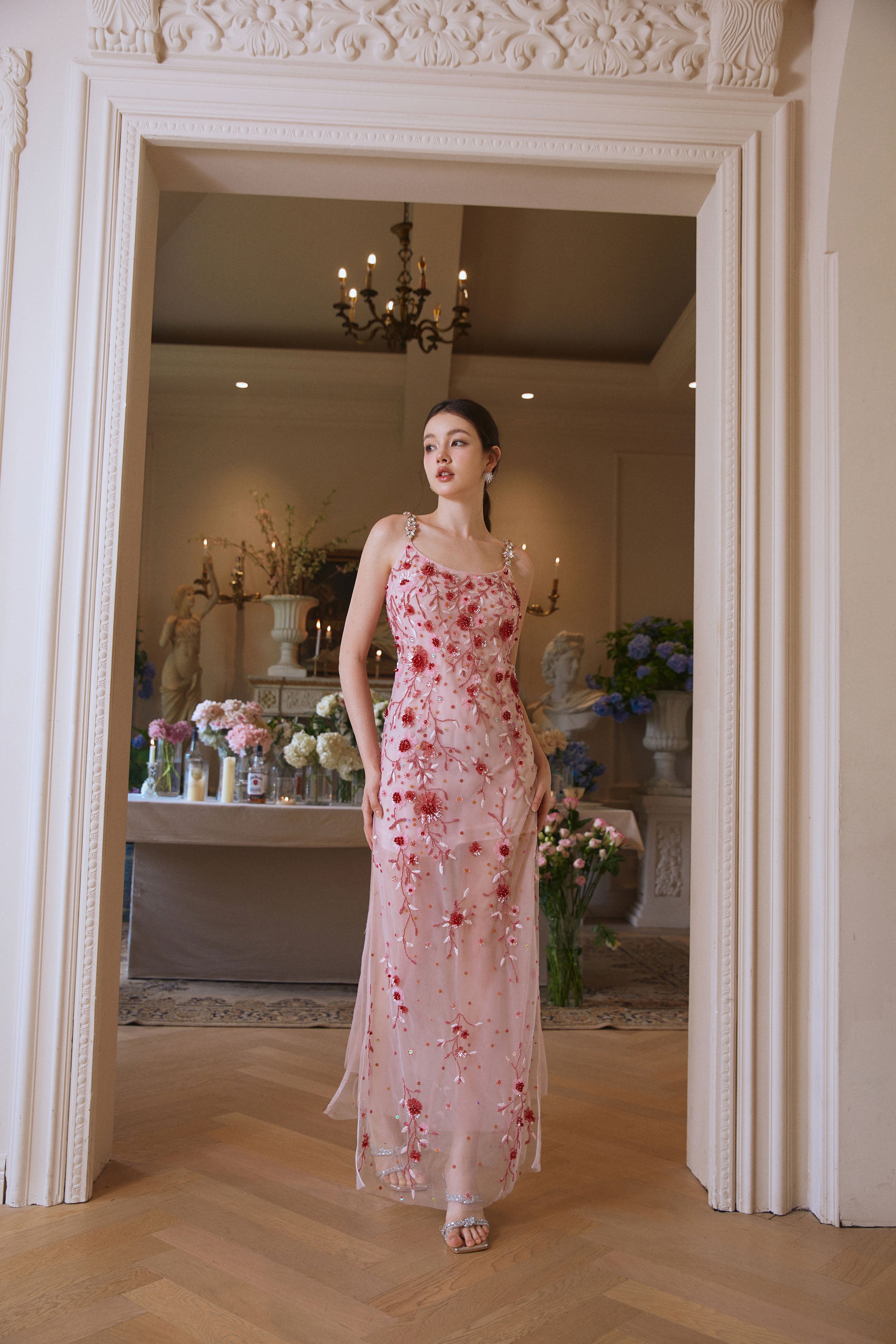 Wardrobes by chen Semi-Sheer Rhinestone Dress