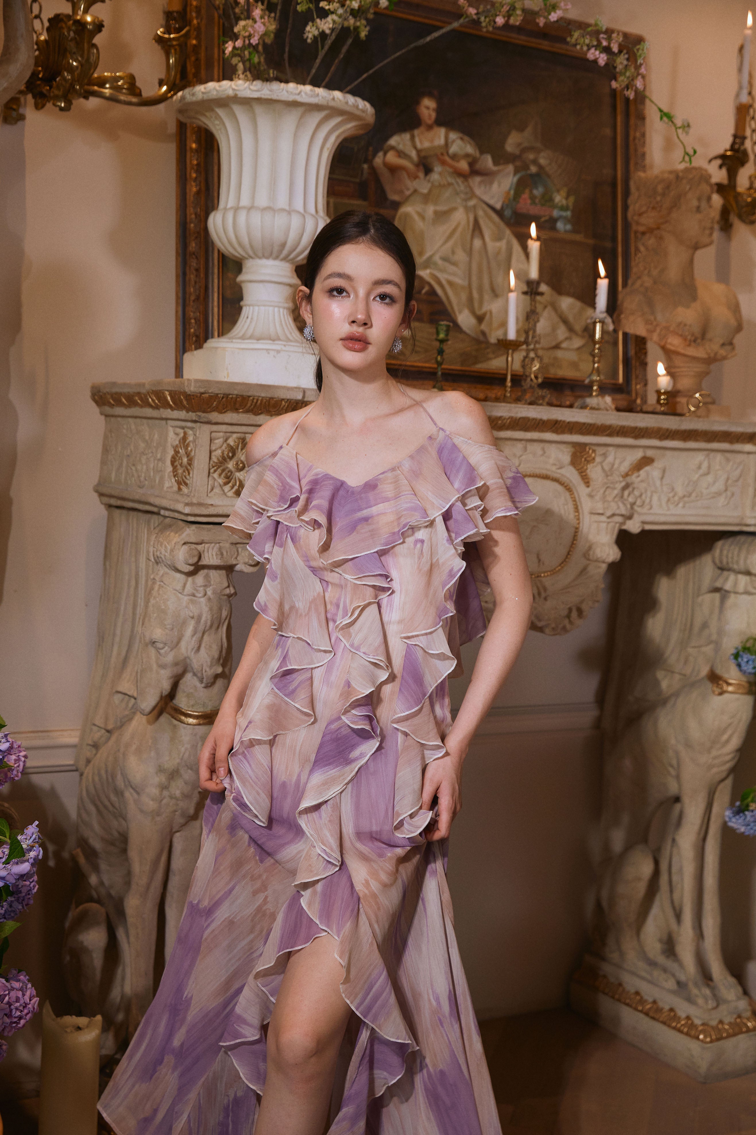 Wardrobes by chen Ruffle V-Neck Dress