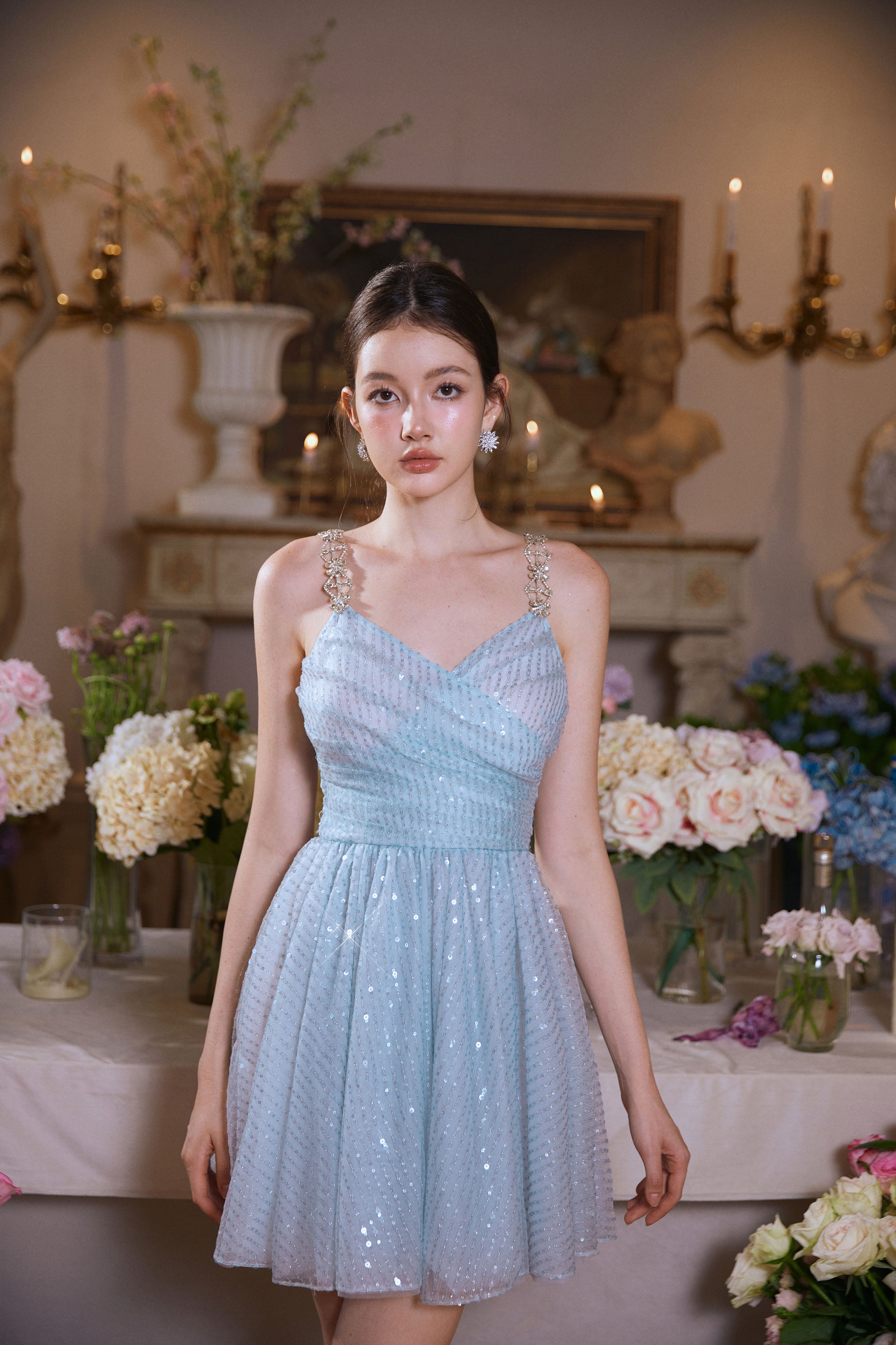 Wardrobes by chen Blue Beaded Sequin Dress