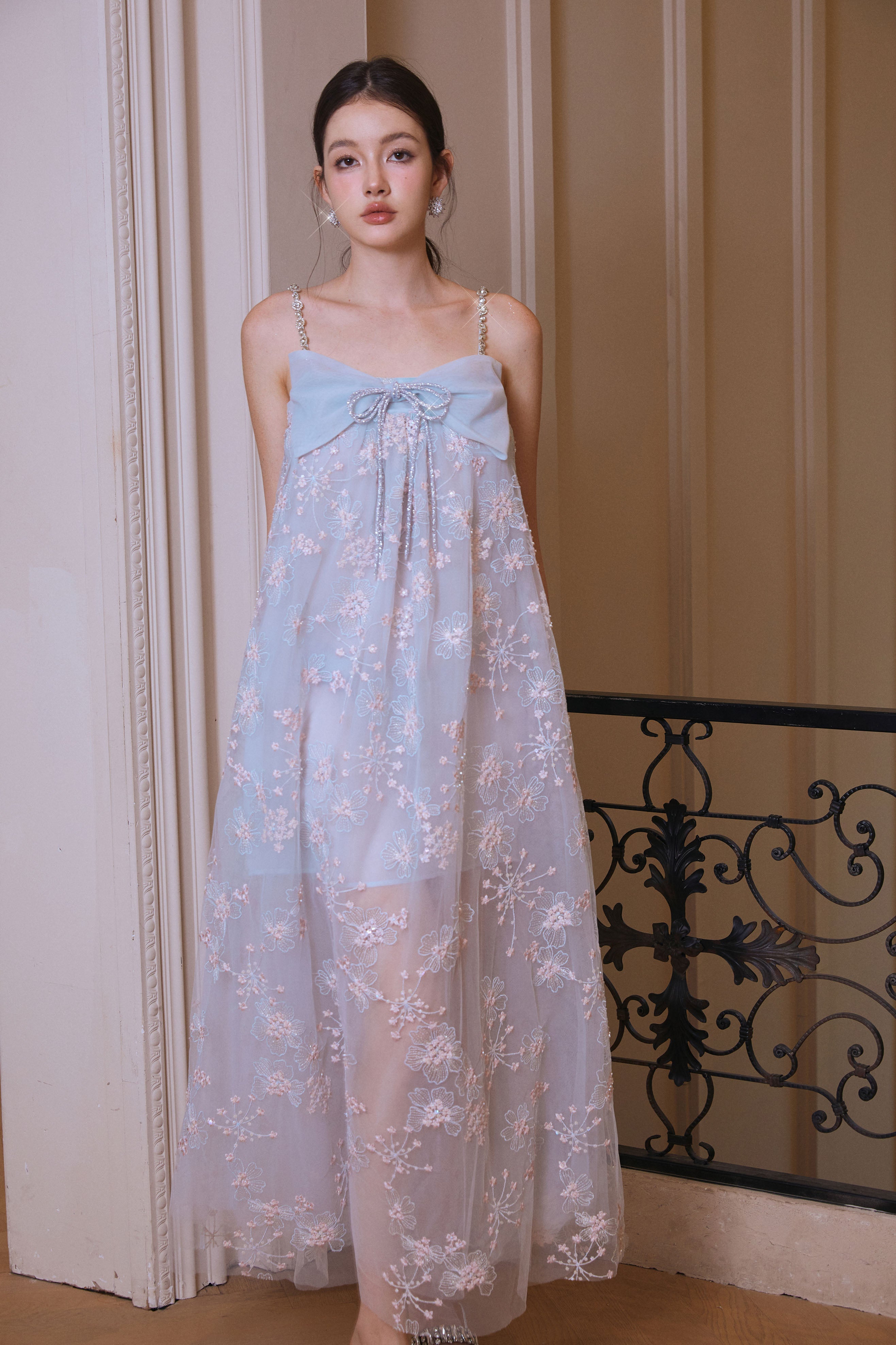 Wardrobes by chen Butterfly Bow Rhinestone Chain Dress