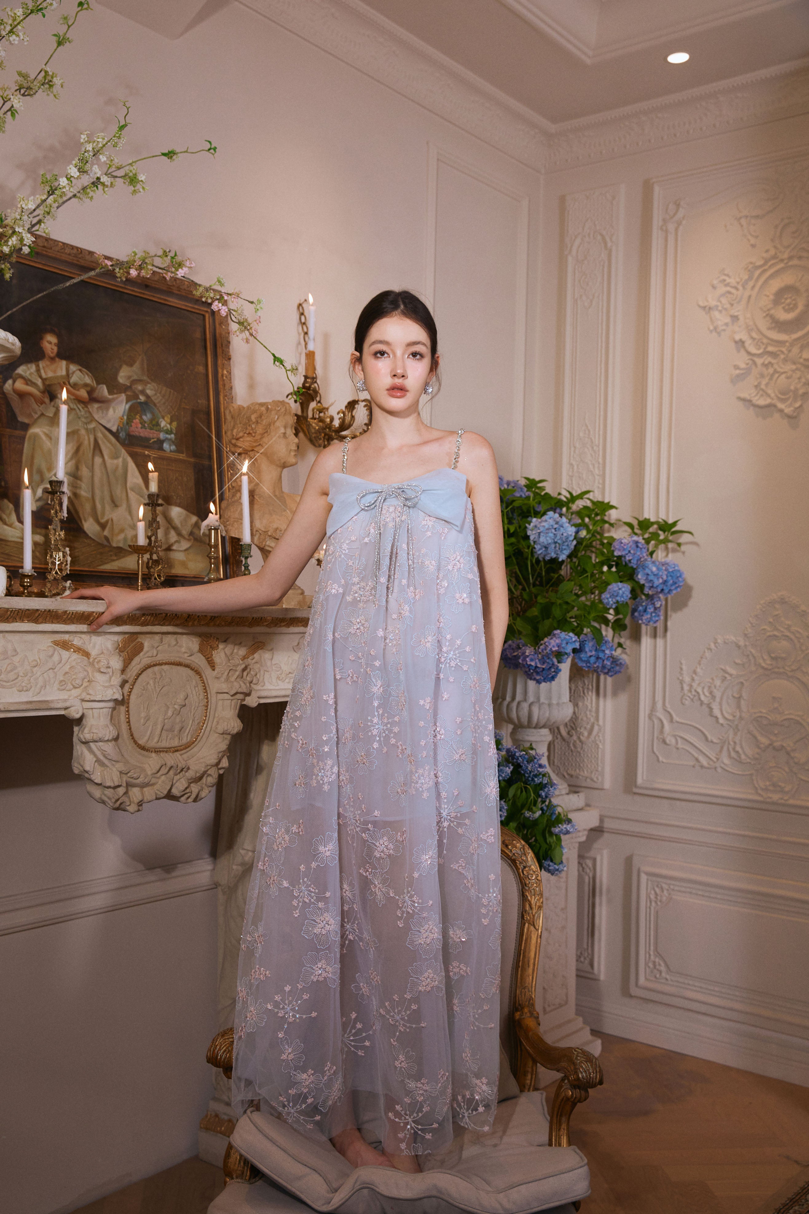 Wardrobes by chen Butterfly Bow Rhinestone Chain Dress