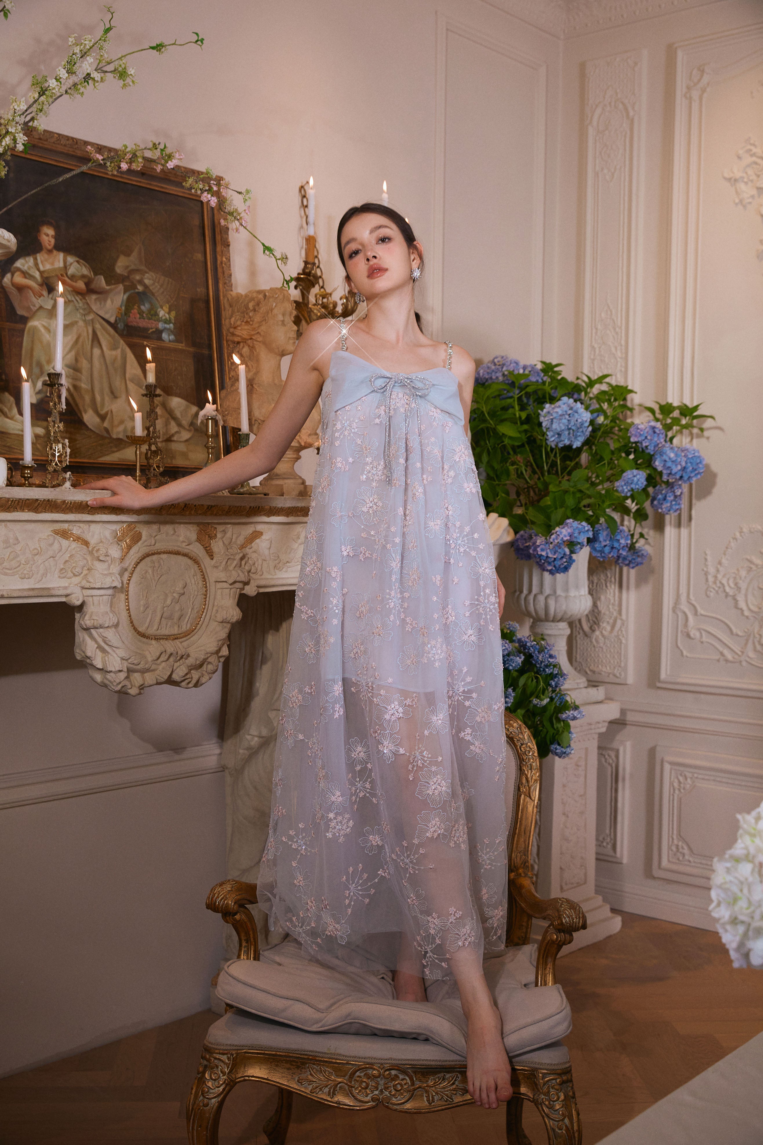 Wardrobes by chen Butterfly Bow Rhinestone Chain Dress