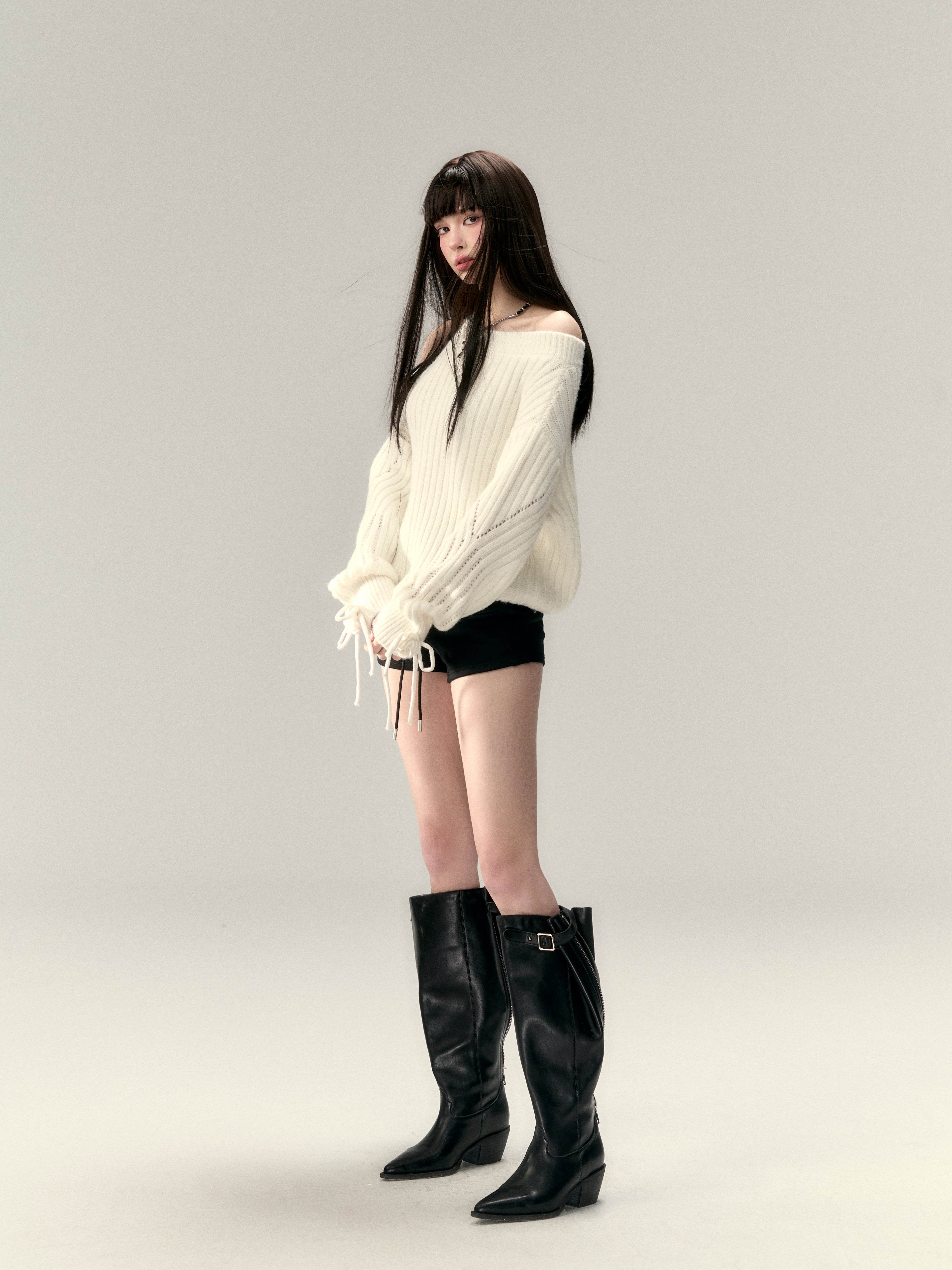 VIA PITTI Sale V25AK086 Reversible sweater with irregular neckline