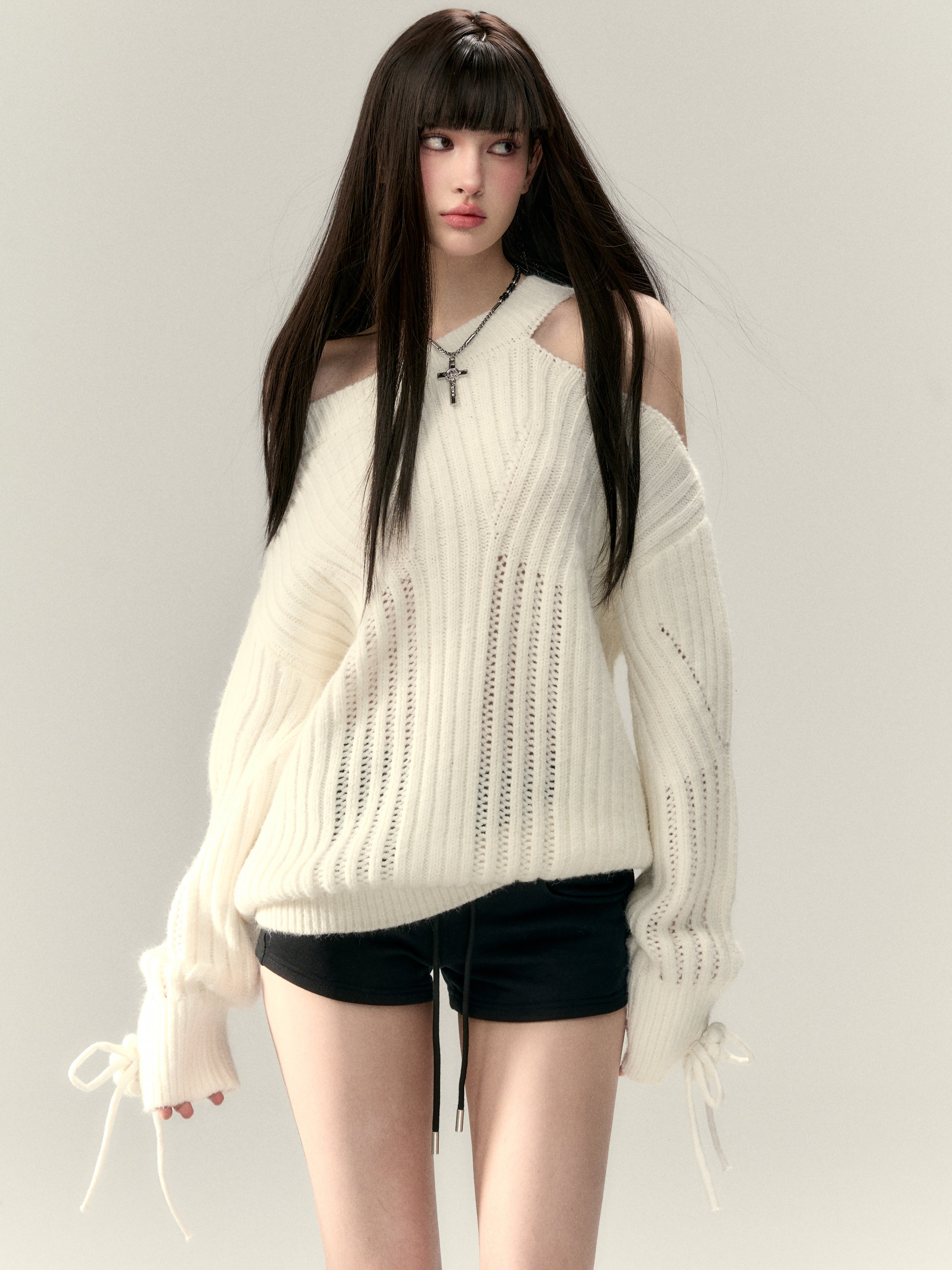 VIA PITTI Sale V25AK086 Reversible sweater with irregular neckline