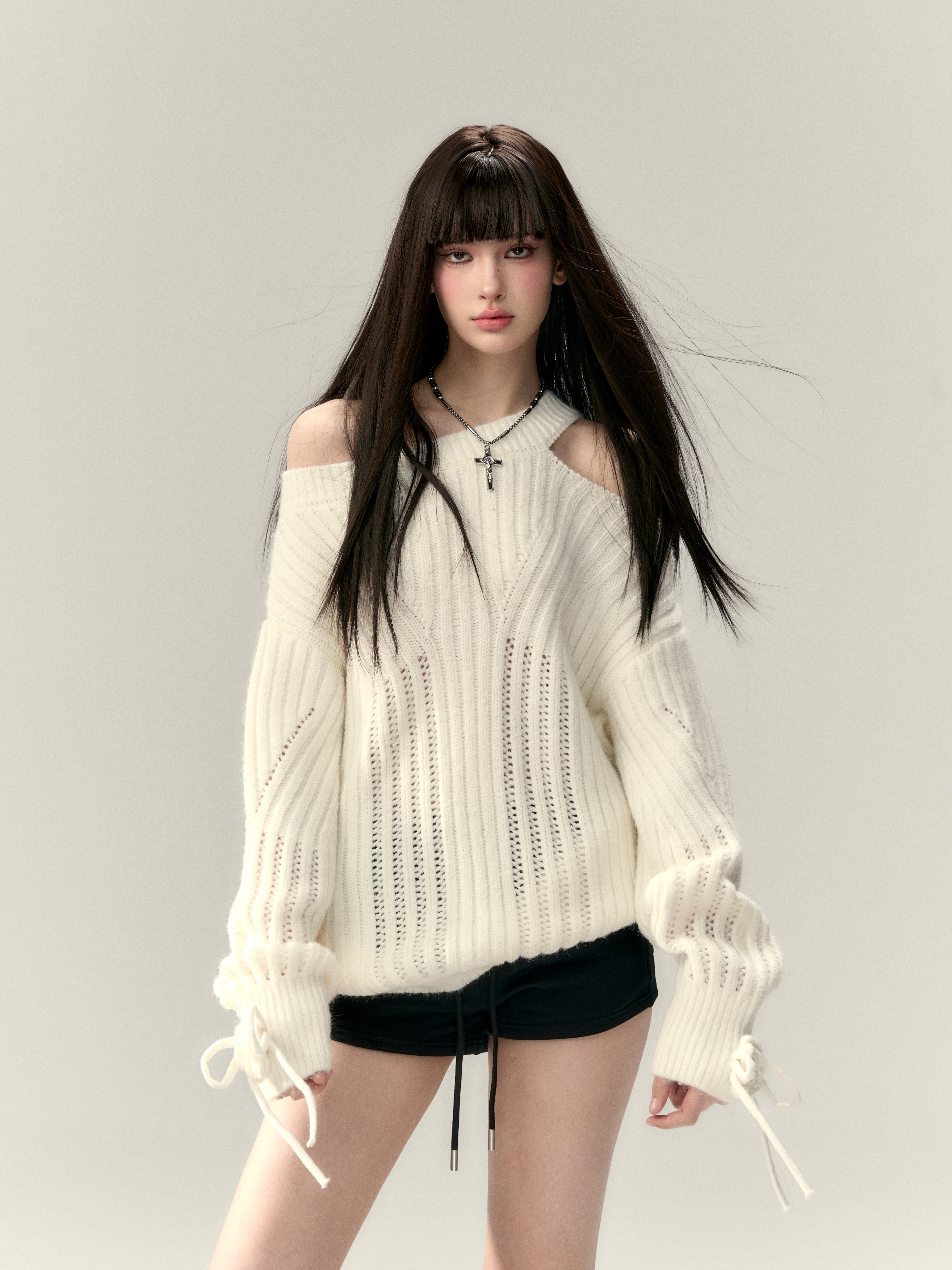 VIA PITTI Sale V25AK086 Reversible sweater with irregular neckline