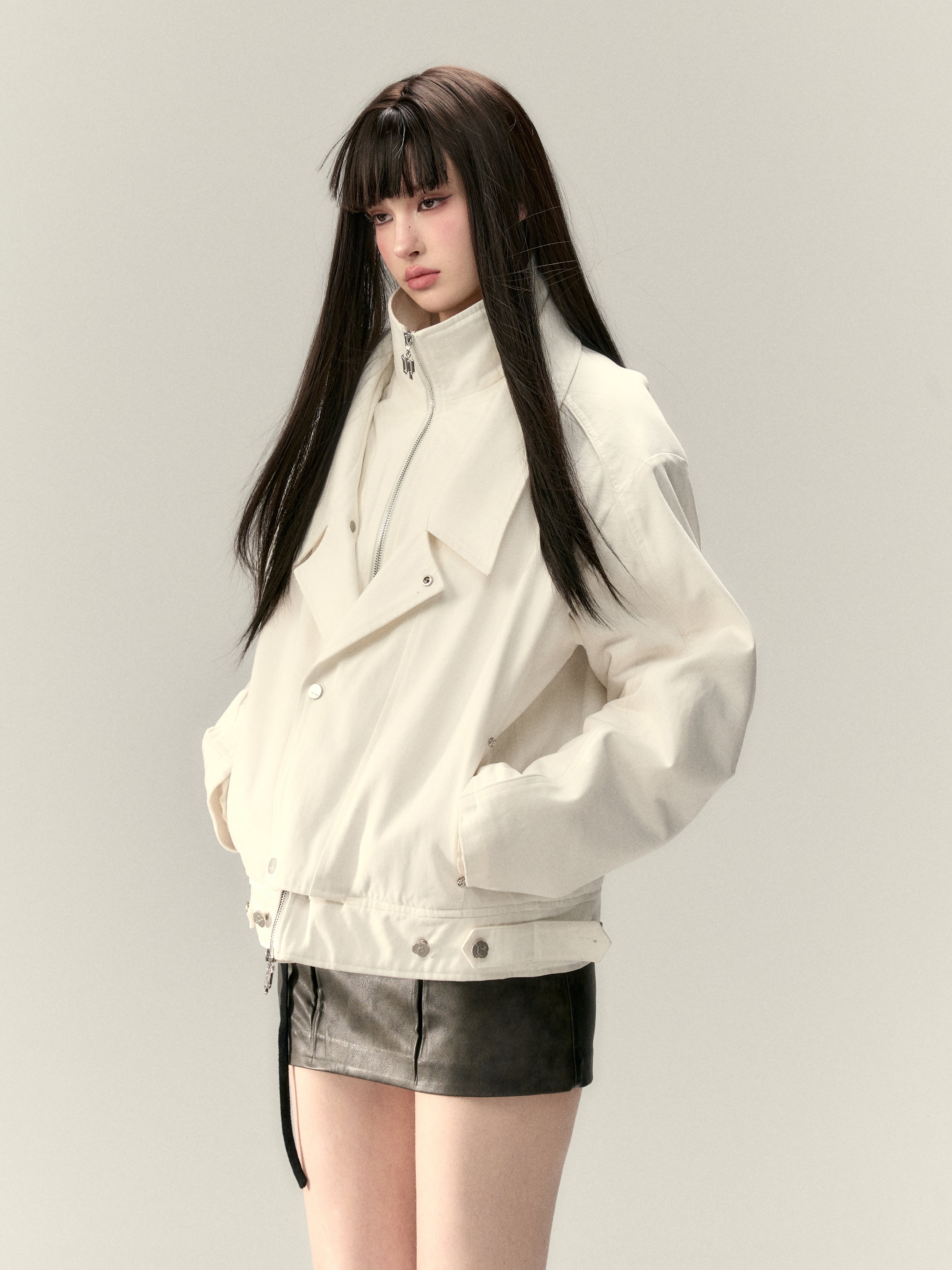 VIA PITTI V24DC294 Thickened faux rabbit fur jacket
