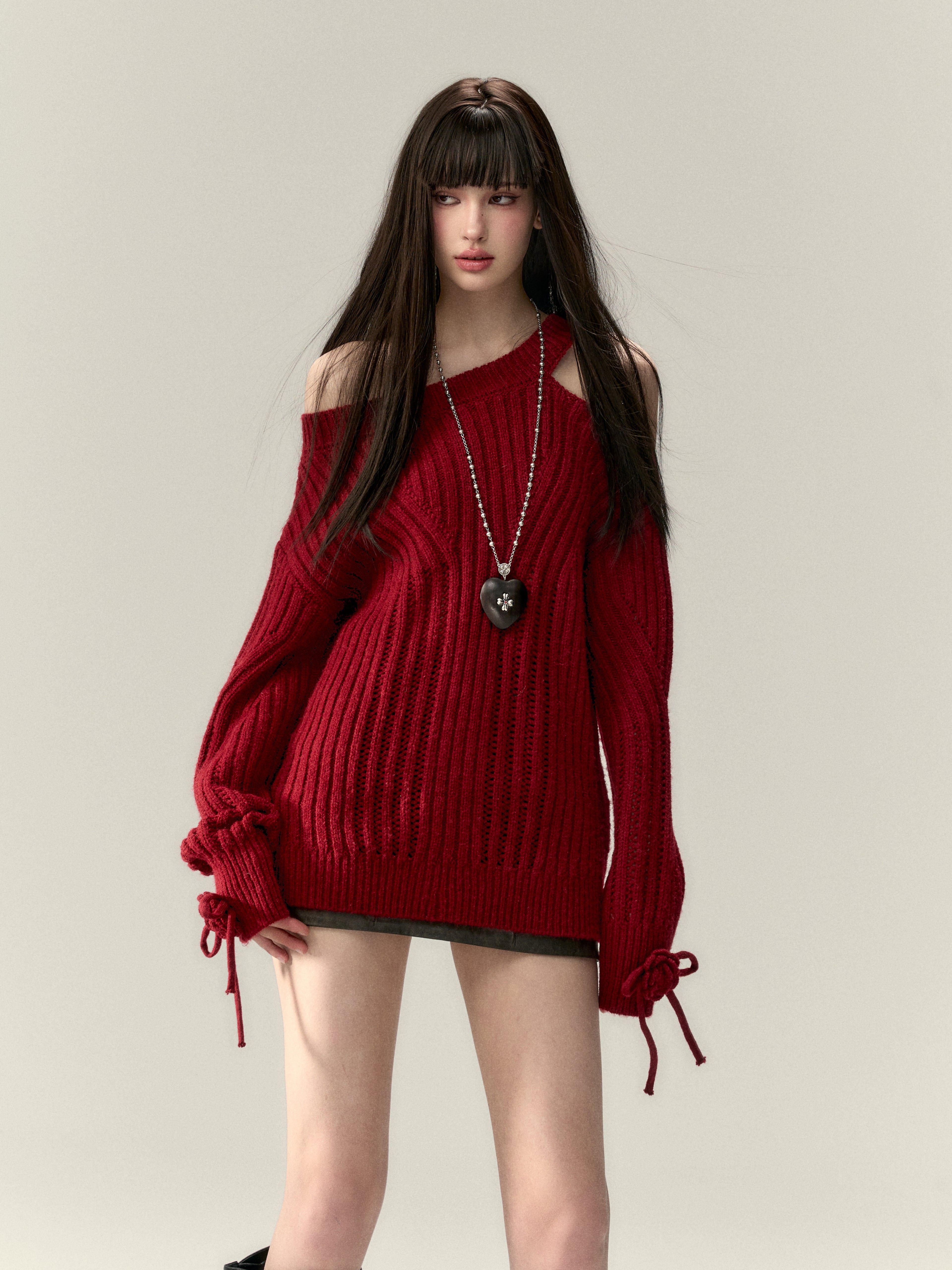 VIA PITTI Sale V25AK086 Reversible sweater with irregular neckline