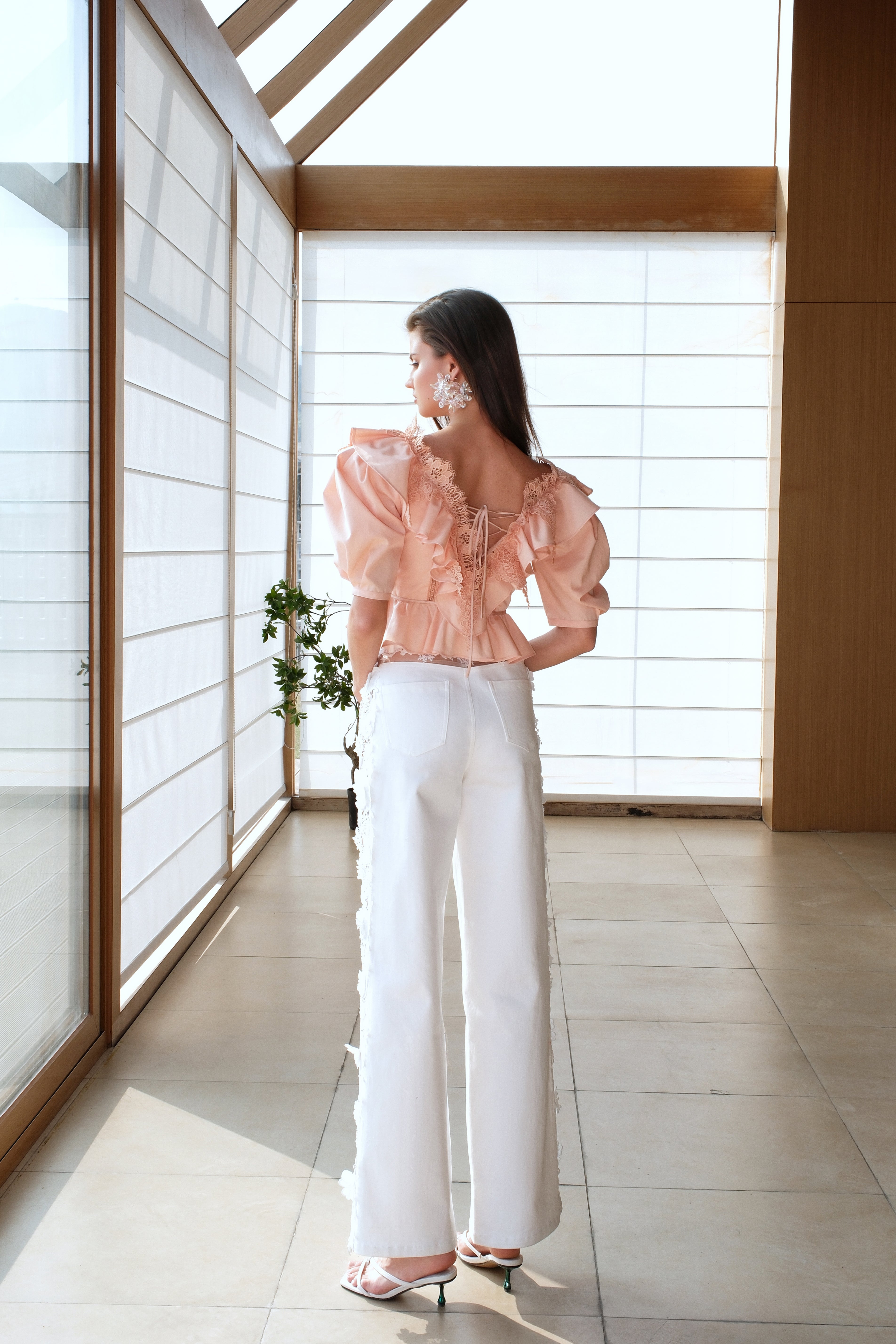 SHEERLUCK SLKZ25202 Lace patchwork jeans