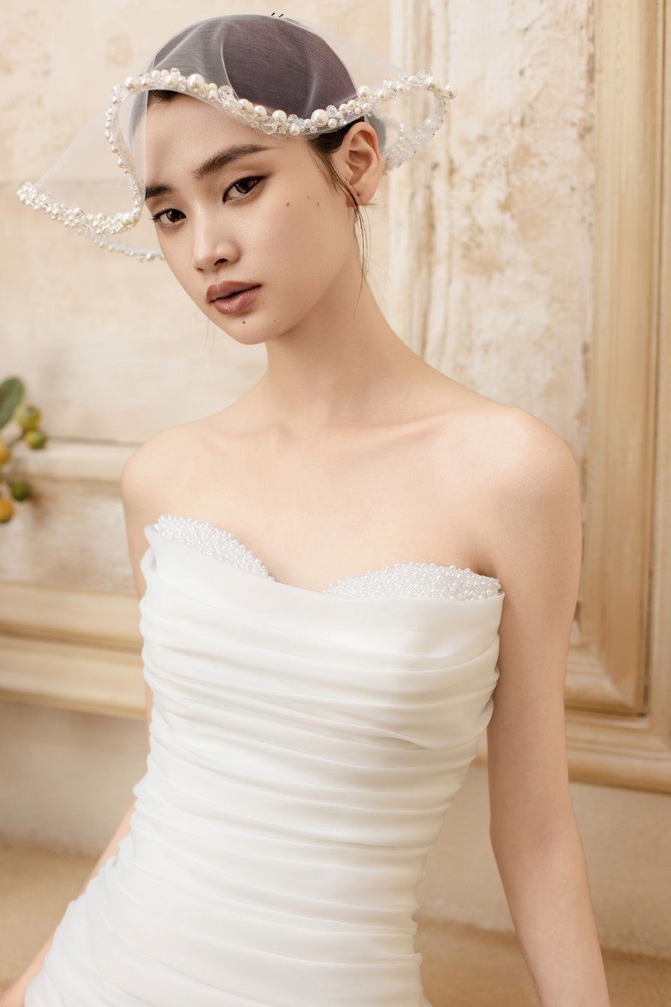 GORGEOUS Handmade pearl strapless dress