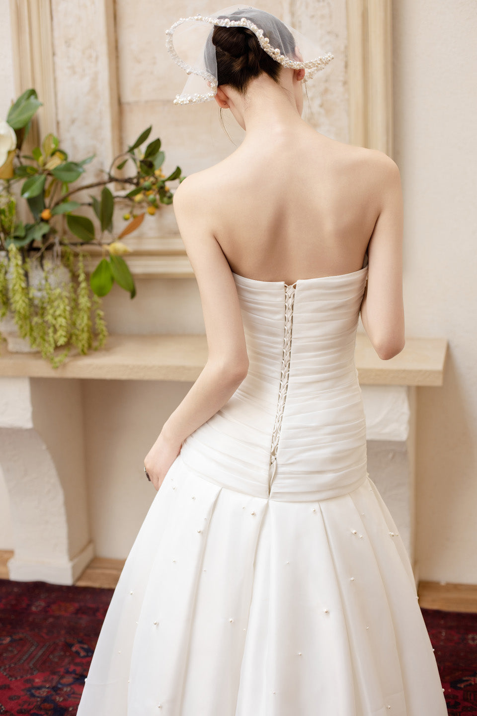 GORGEOUS Handmade pearl strapless dress