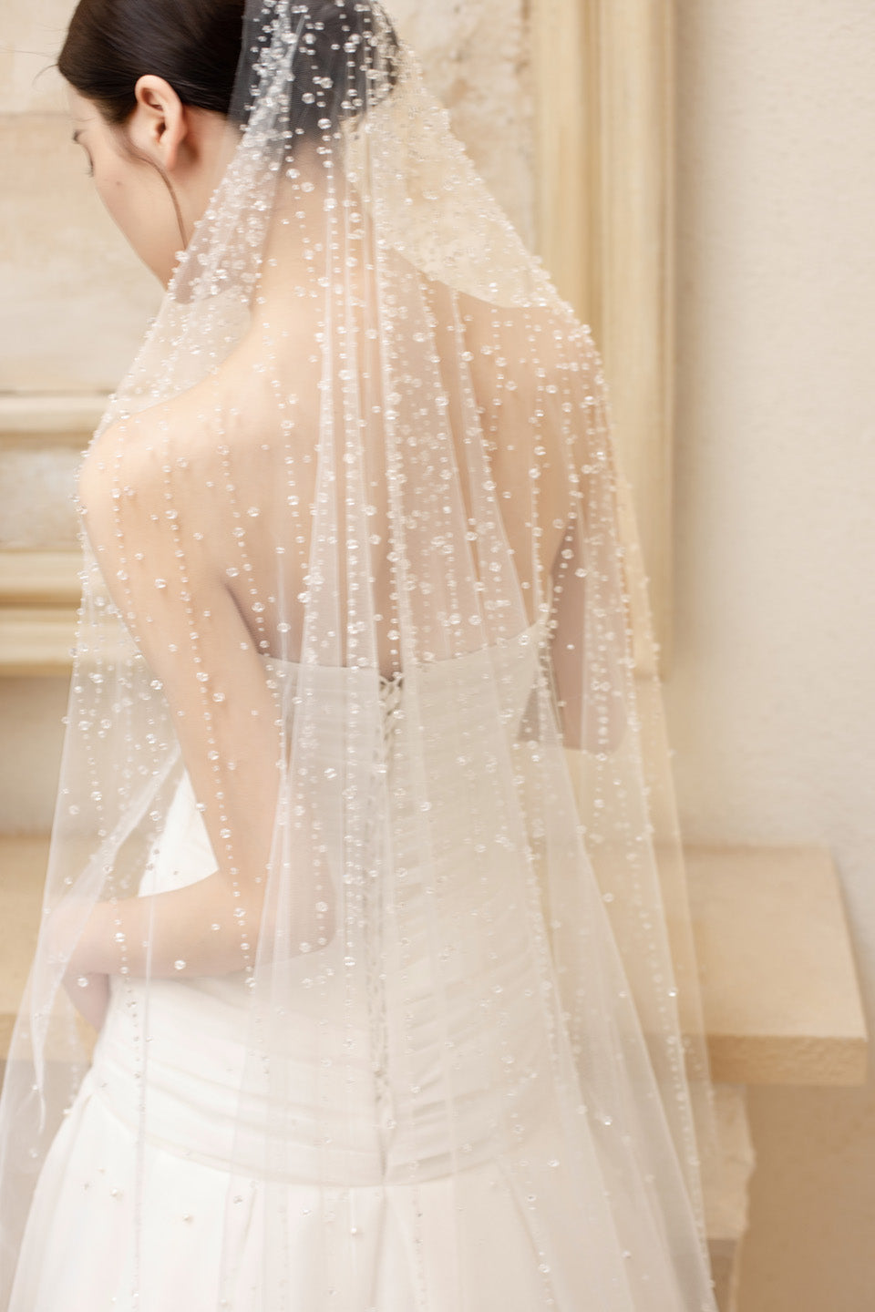 GORGEOUS Handmade pearl strapless dress