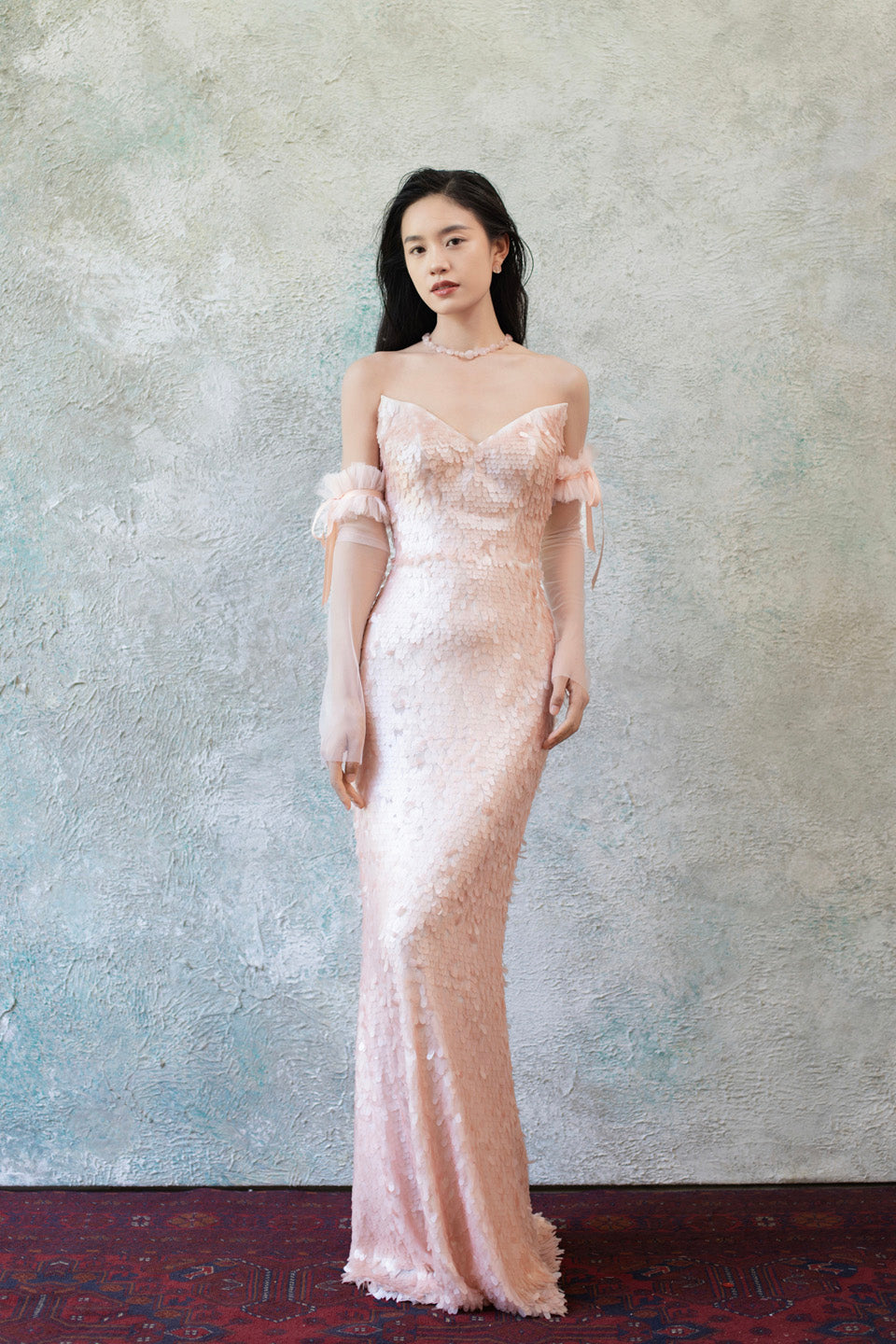 GORGEOUS Pink sequined strapless dress