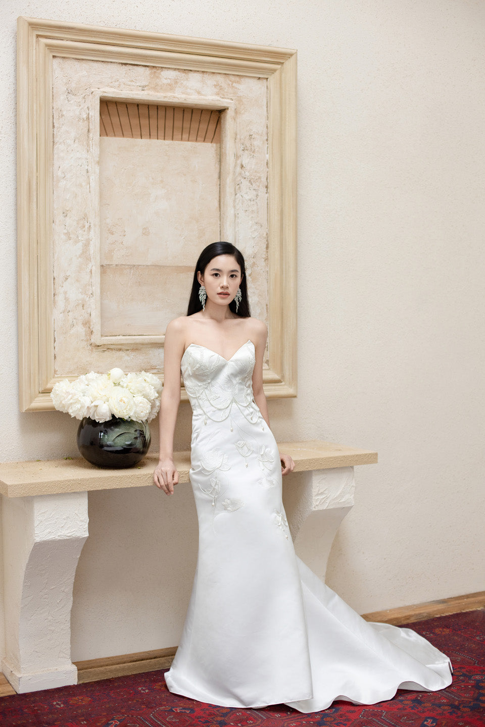 GORGEOUS Pearl chain strapless maxi dress