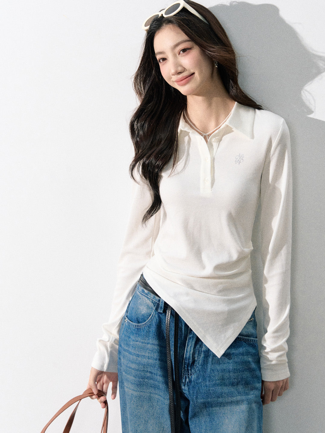 Lafreedom LAF350817 Polo collar design irregular top
